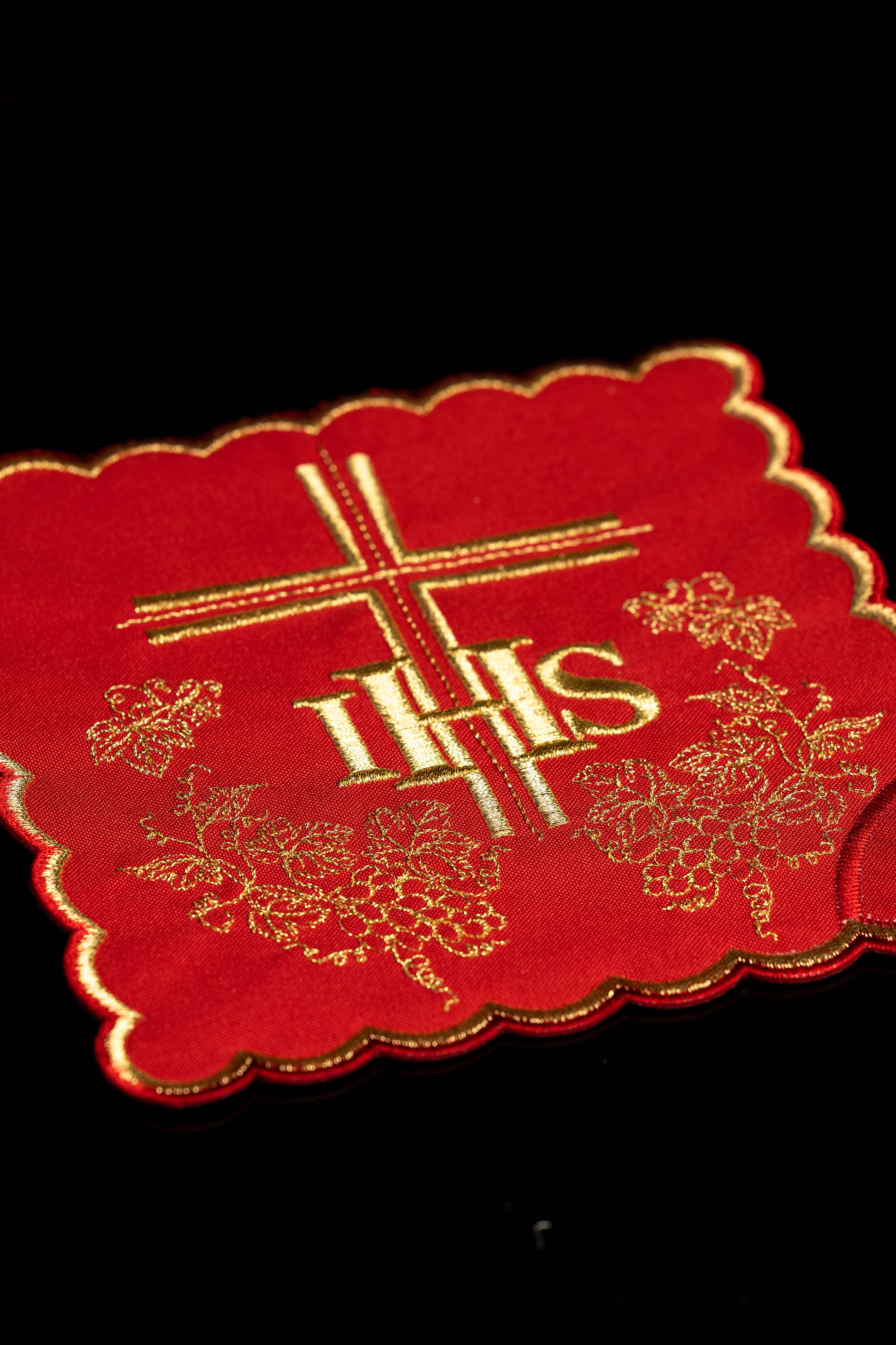 Ensemble de pales de calice avec symbole IHS en quatre couleurs liturgiques
