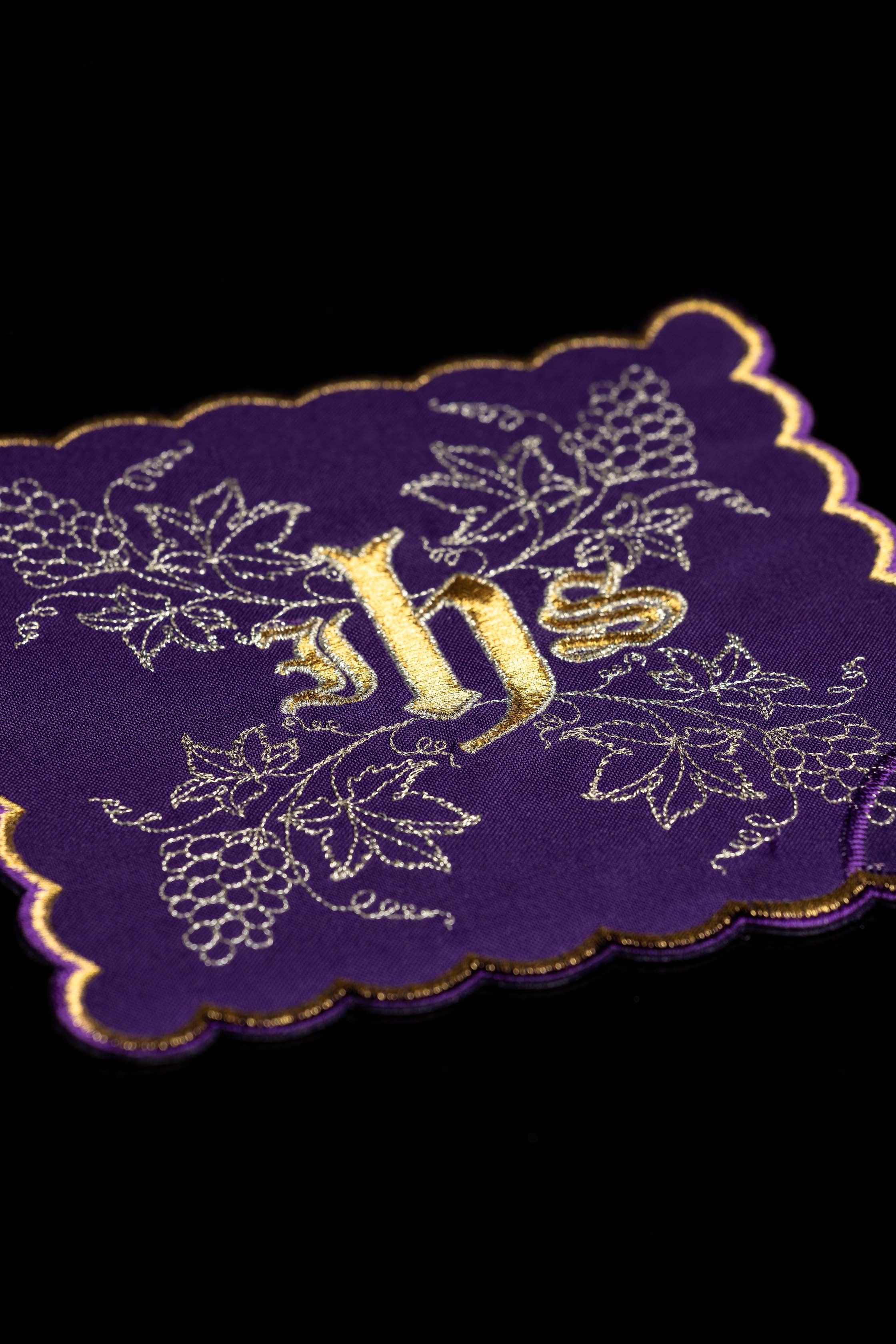 Ensemble de pales de calice avec symbole IHS en quatre couleurs liturgiques