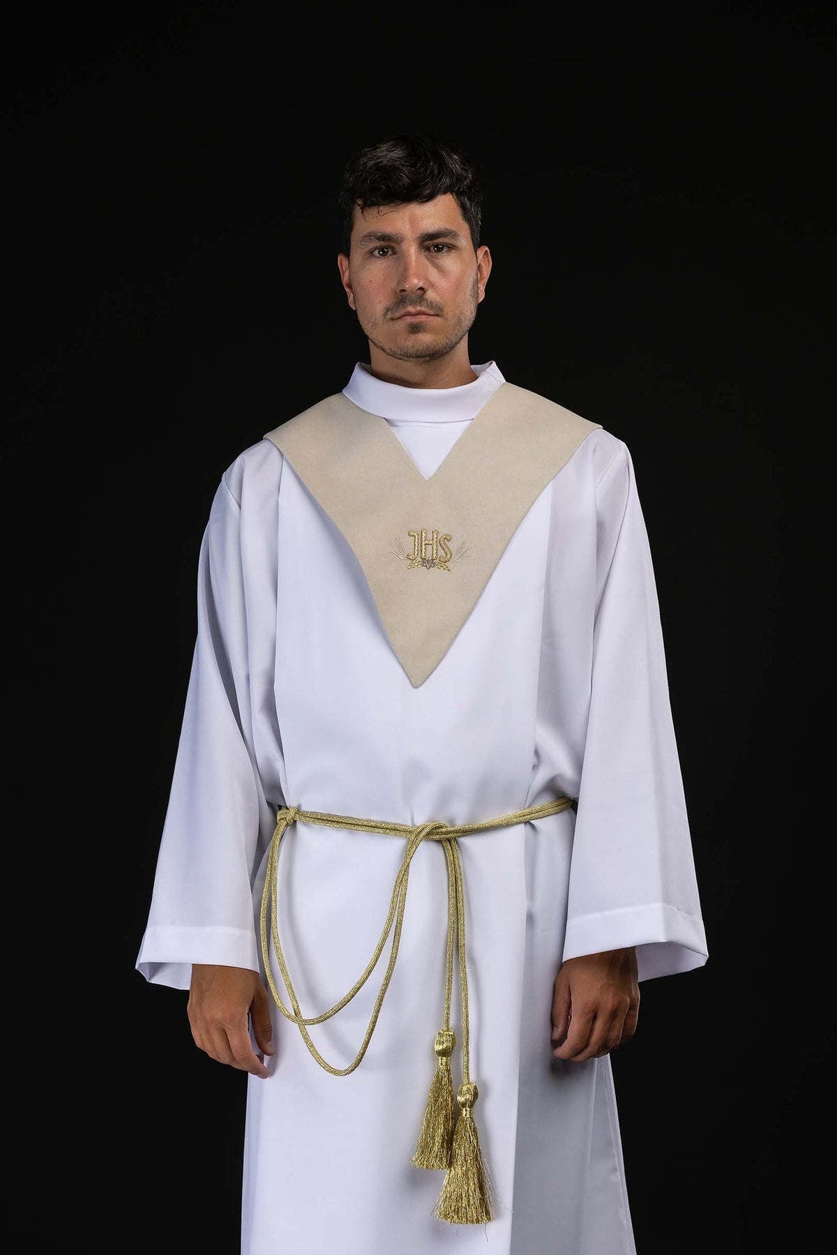 Pallium de lecteur écru avec broderie IHS et motif ornemental