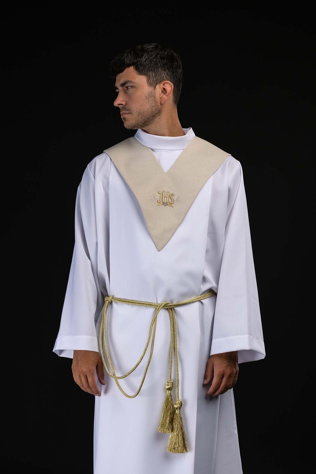 Pallium de lecteur écru avec broderie IHS et motif ornemental