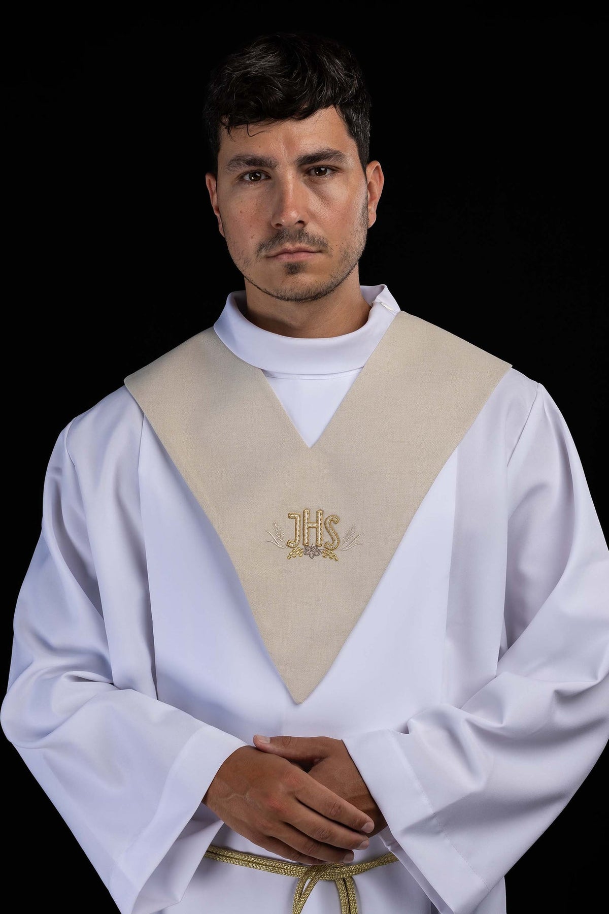 Pallium de lecteur écru avec broderie IHS et motif ornemental
