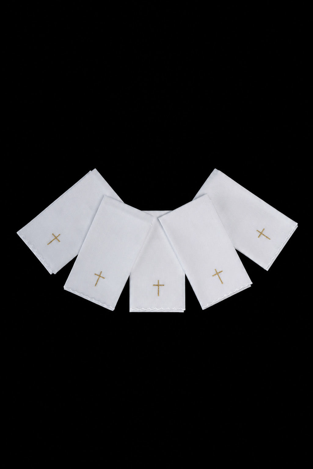 Lot de 5 purificatoires en coton avec croix dorée