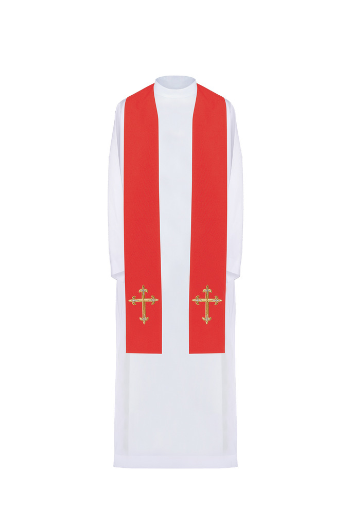 Étole de prêtre brodée Croix Rouge