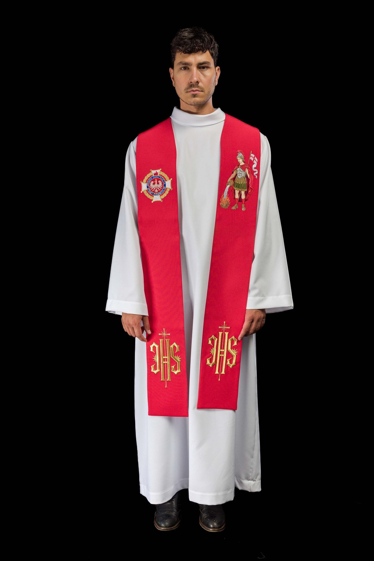 Étole brodée avec l'image de Saint Florian