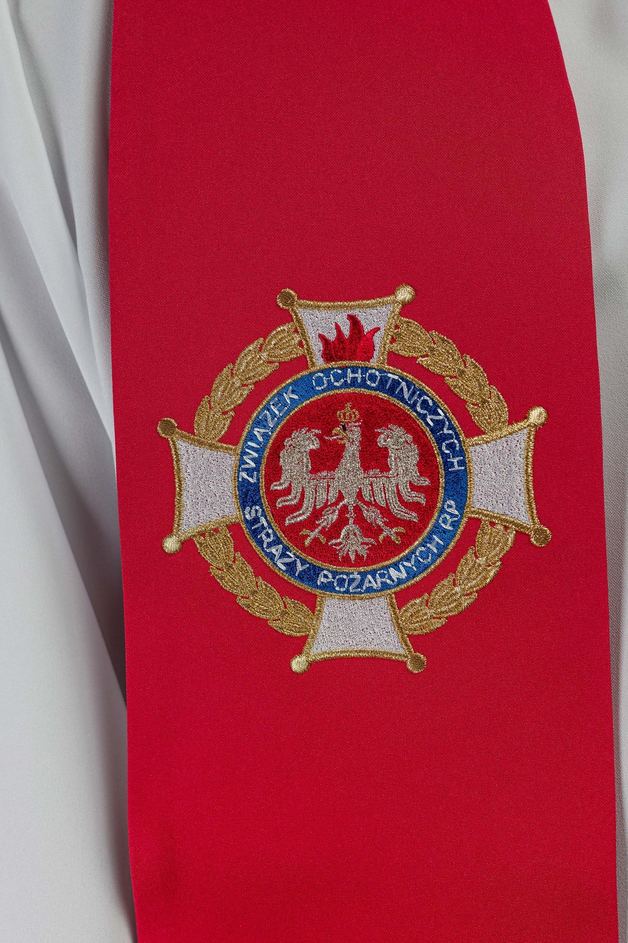 Étole brodée avec l'image de Saint Florian