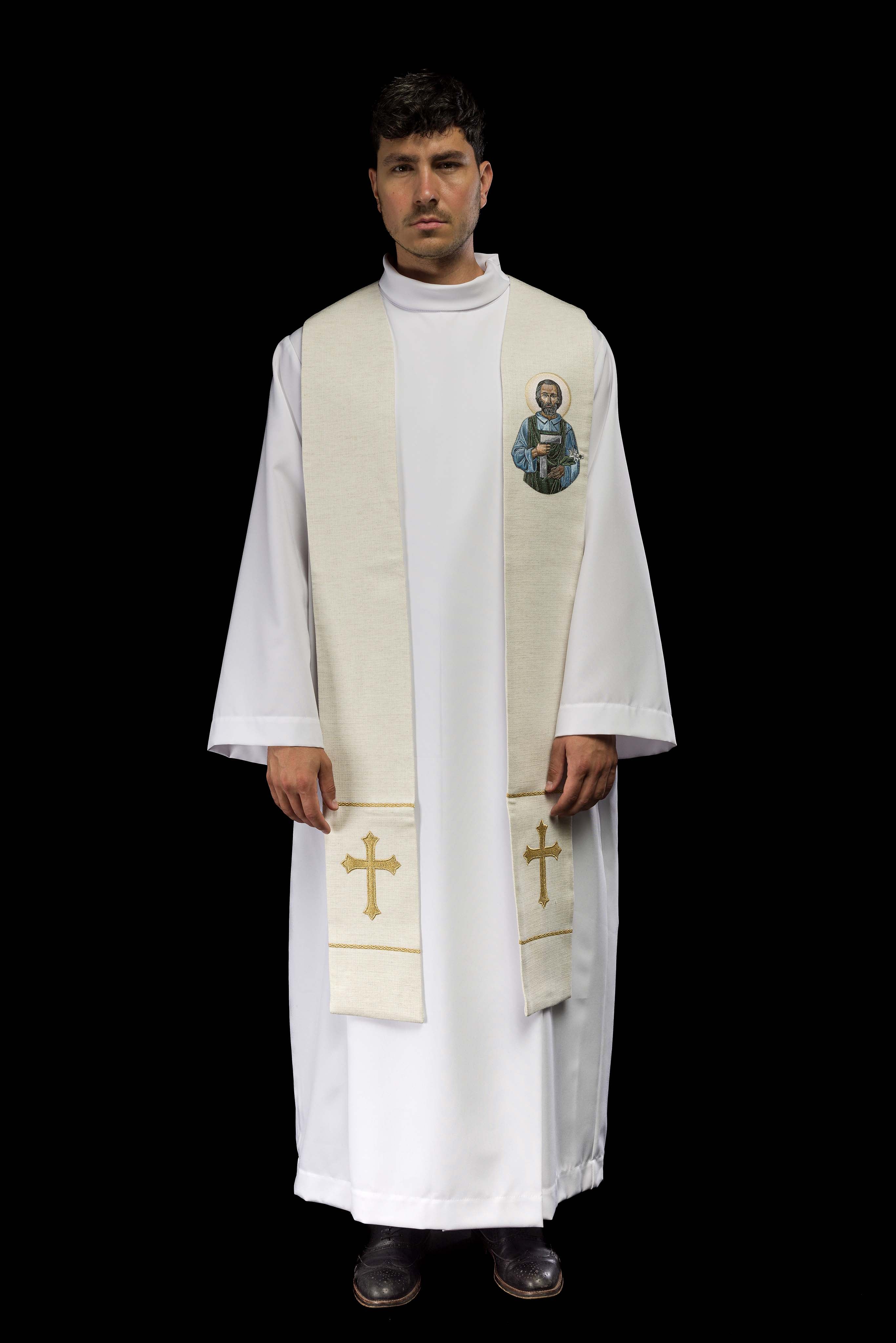 Étole brodée avec l’image de Saint Joseph l’Ouvrier