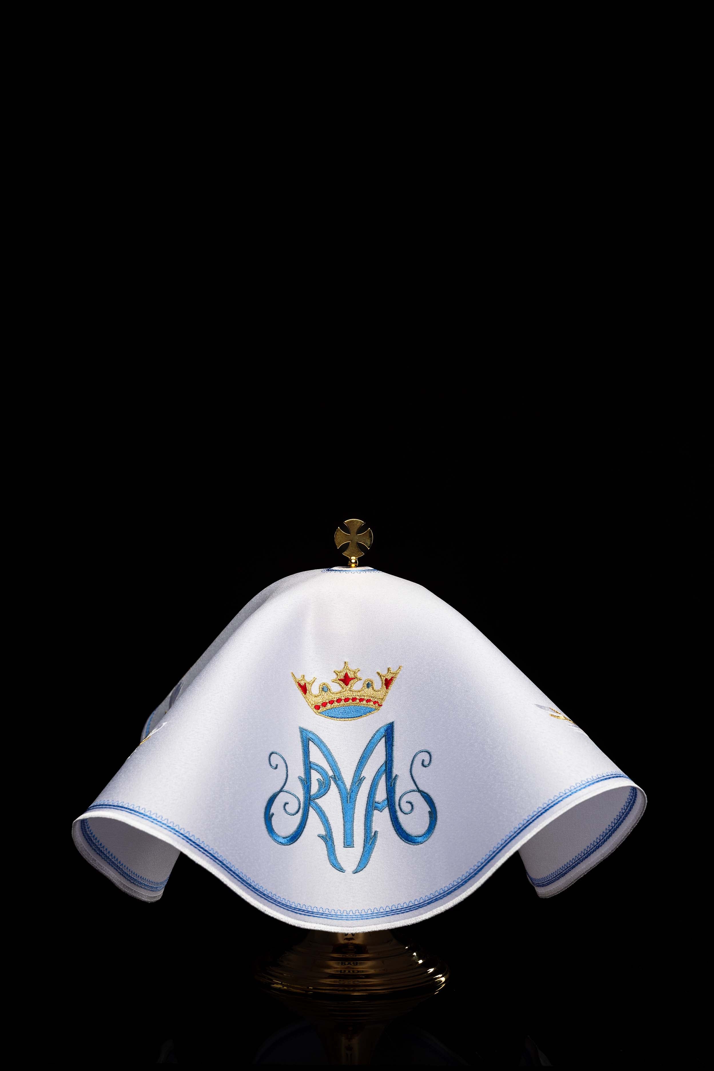 Voile de ciboire rond avec broderie mariale