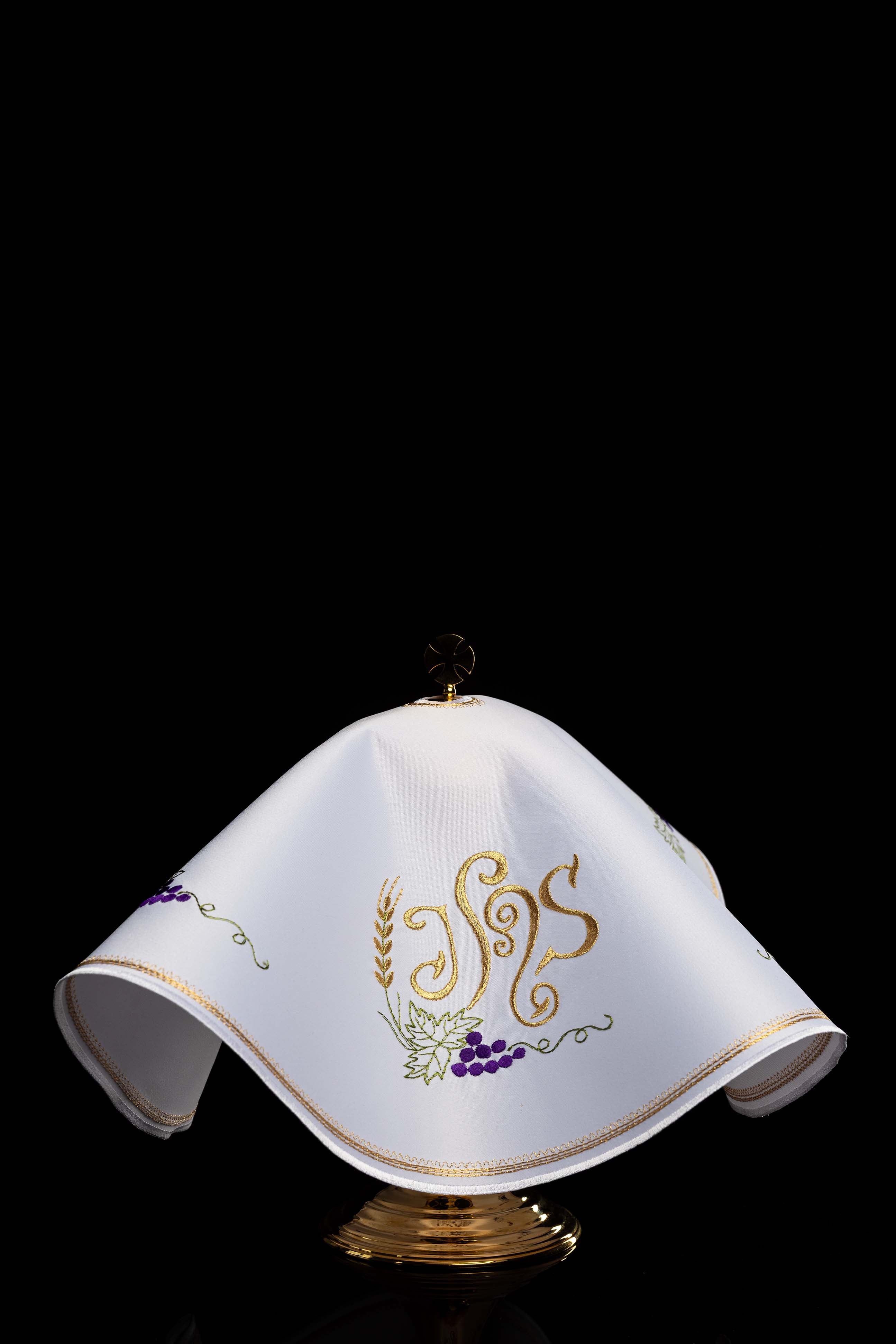 Voile de ciboire rond avec broderie IHS