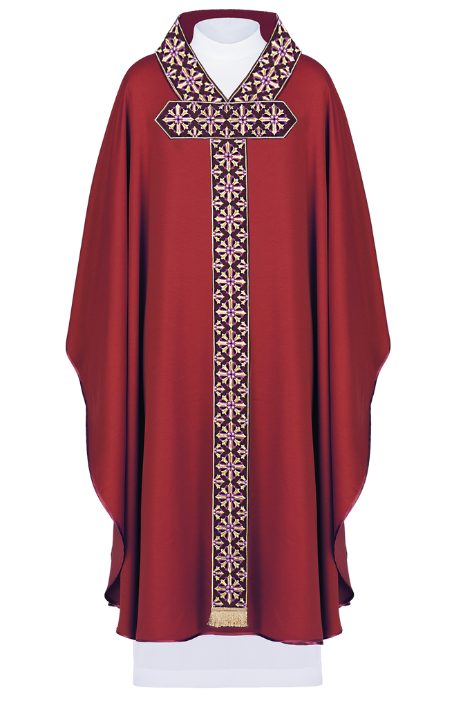 Chasuble avec broderie rouge vif