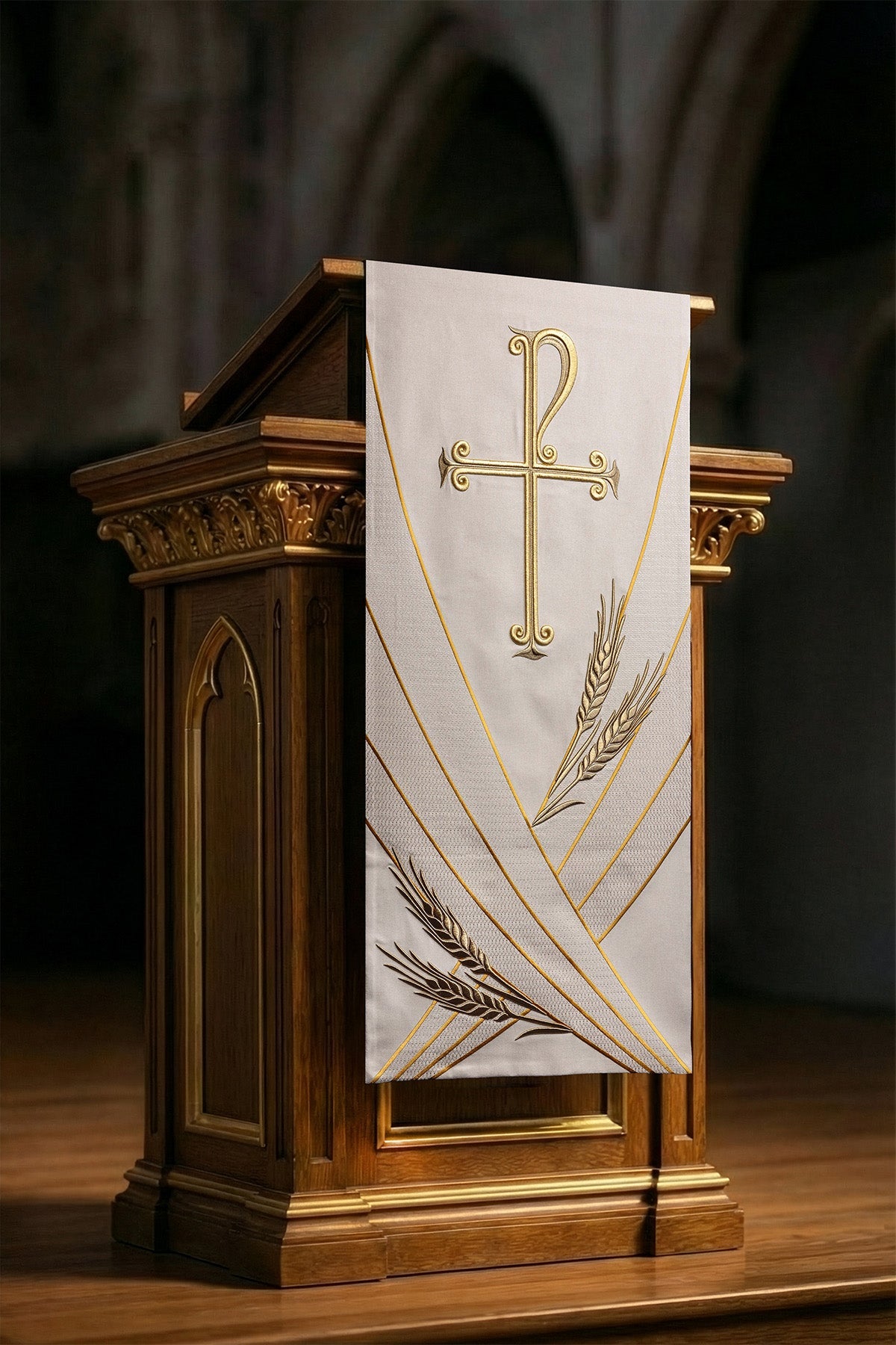 Voile de lutrin écru avec broderie PAX