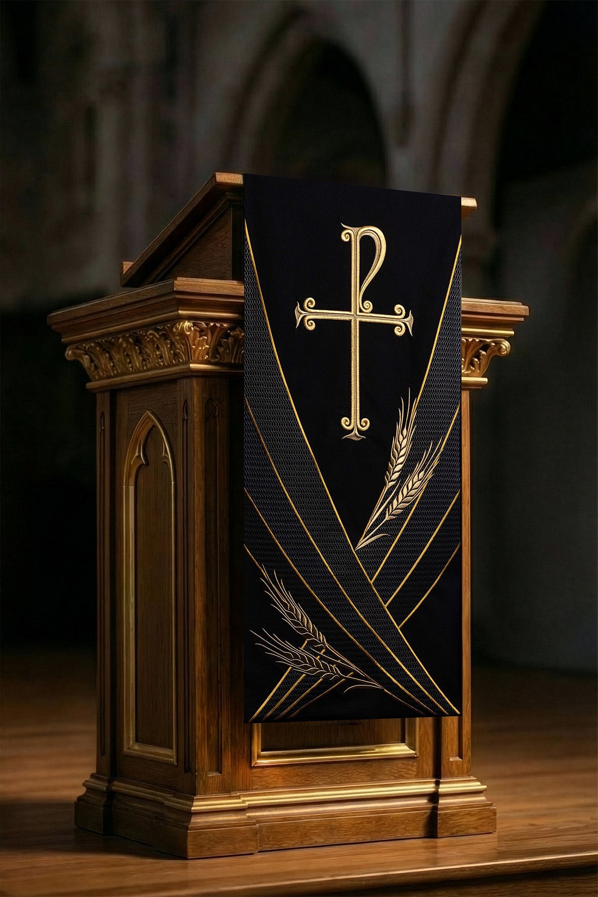 Voile de lutrin noir avec broderie PAX