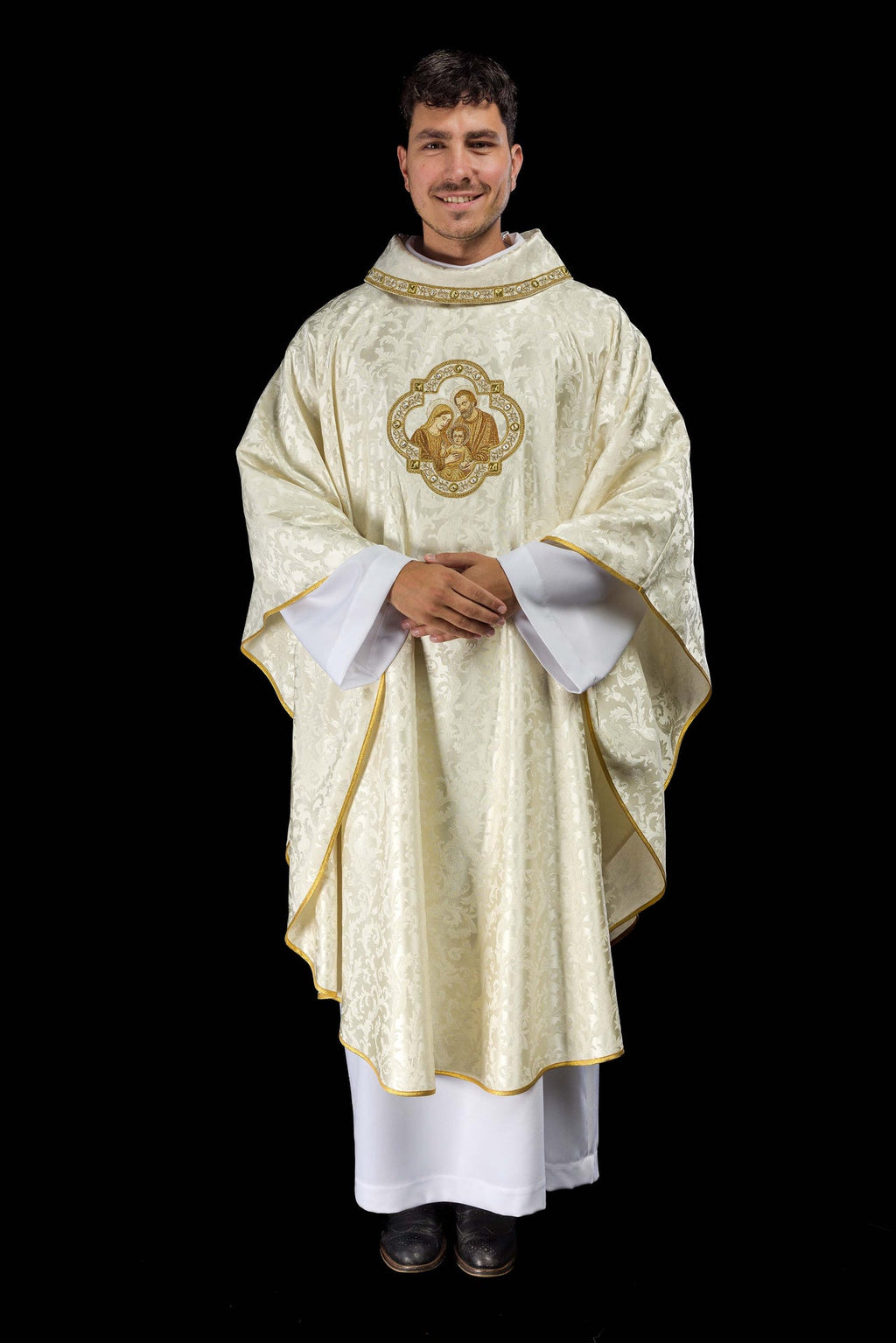 Chasuble brodée de Noël avec l’image de la Sainte Famille