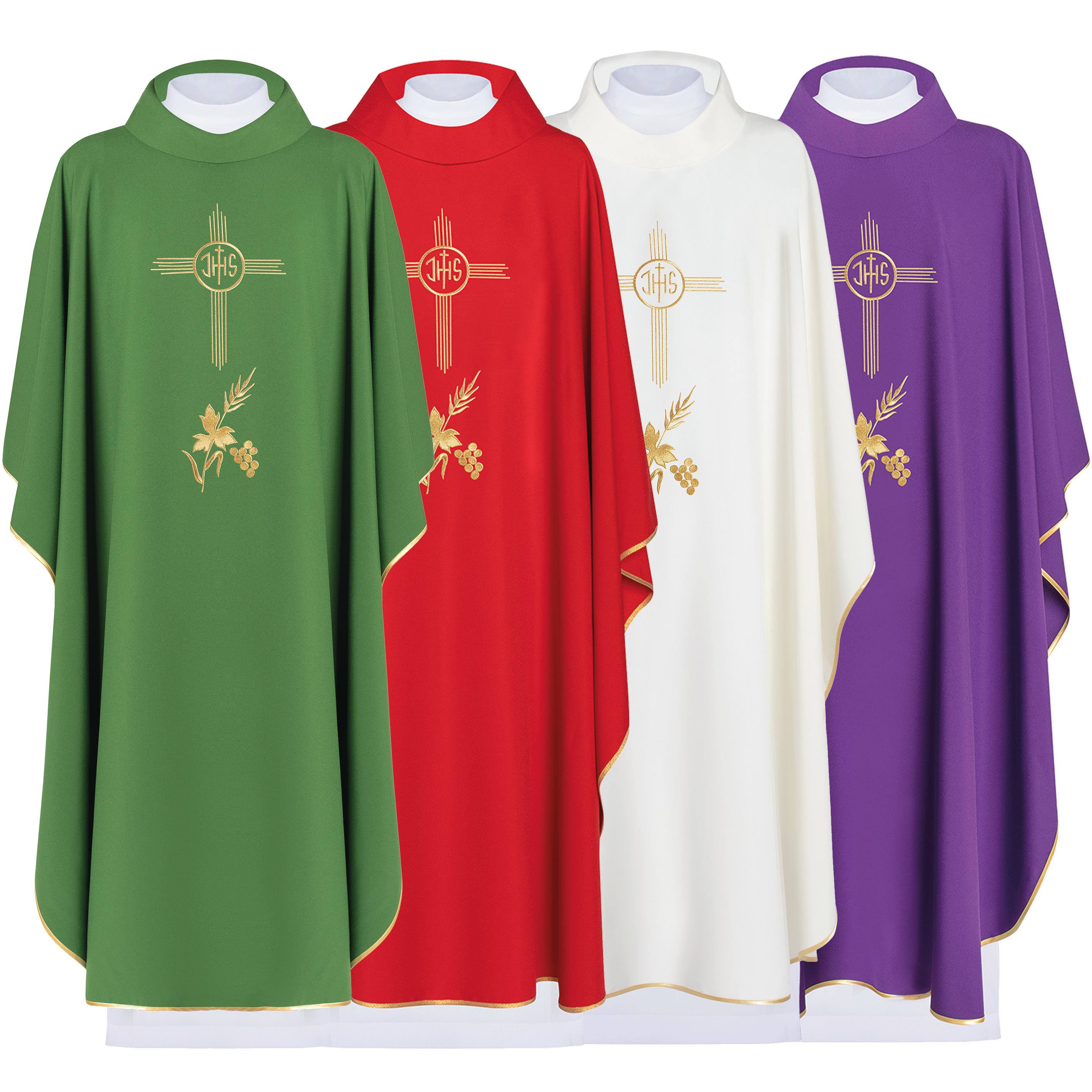 Ensemble chasubles en quatre couleurs avec motif IHS