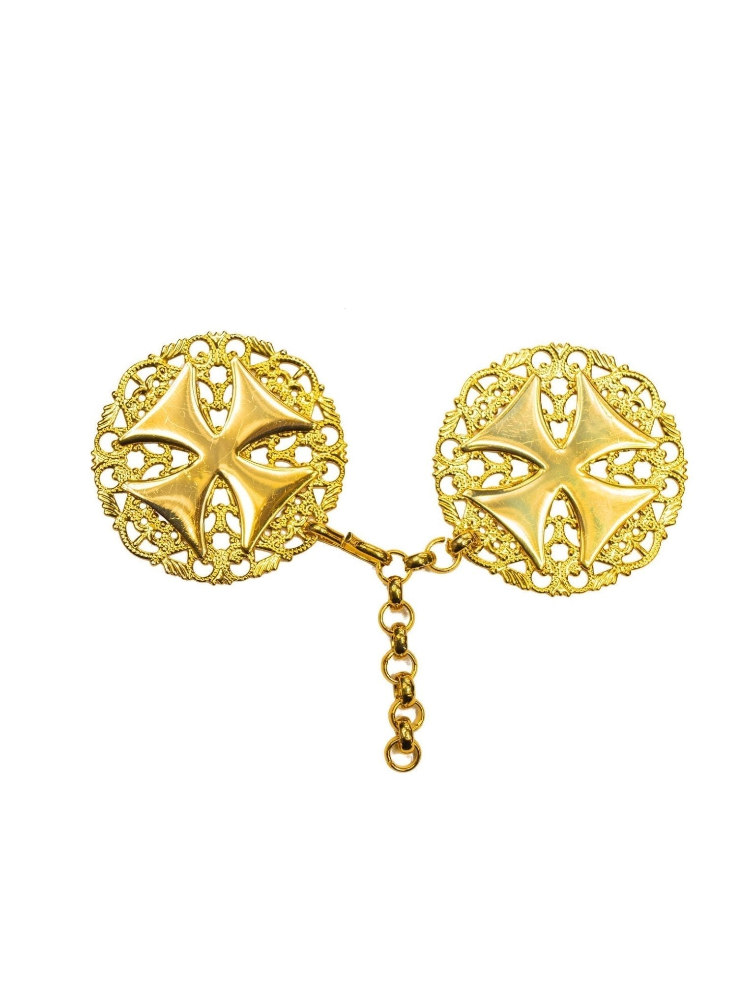 Accroches pour chape en or avec croix KZP/007 - CHASUBLES.FR