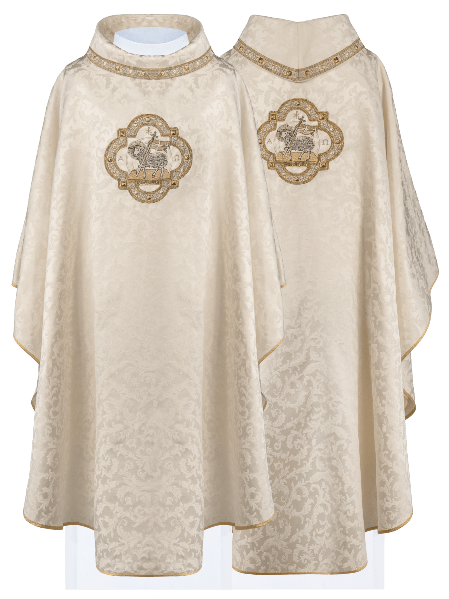 Agneau de Pâques brodé et orné Tissu ornemental S - 7072 - 05 - 88 - CHASUBLES.FR