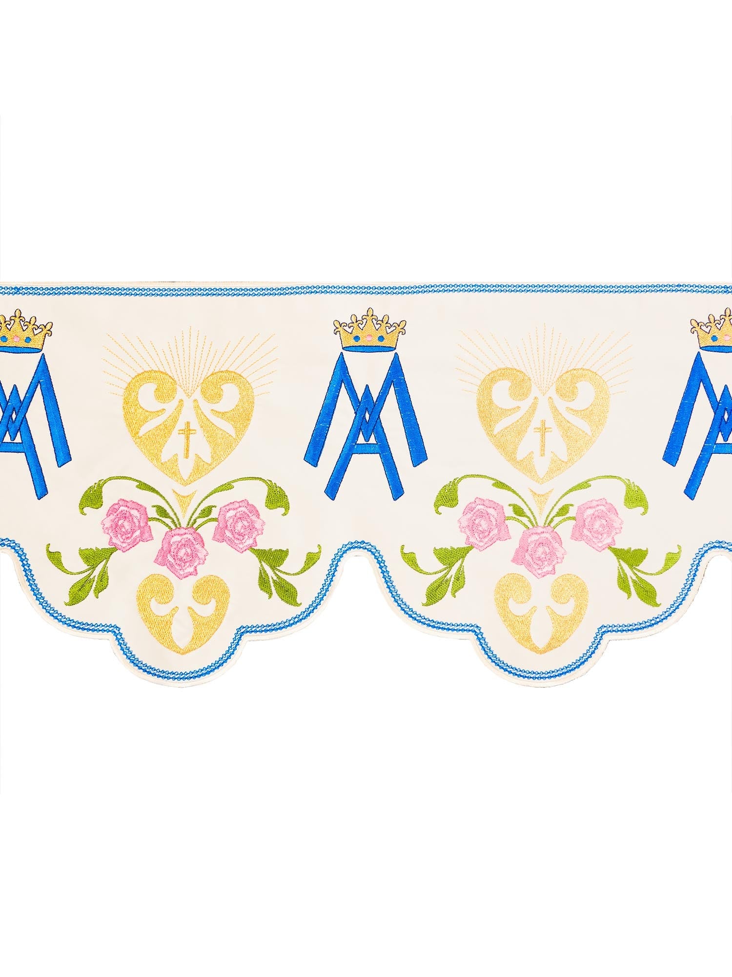 Antependium avec broderie frontale à motif marial écr KOM/046/05 17cm 3,5m - CHASUBLES.FR