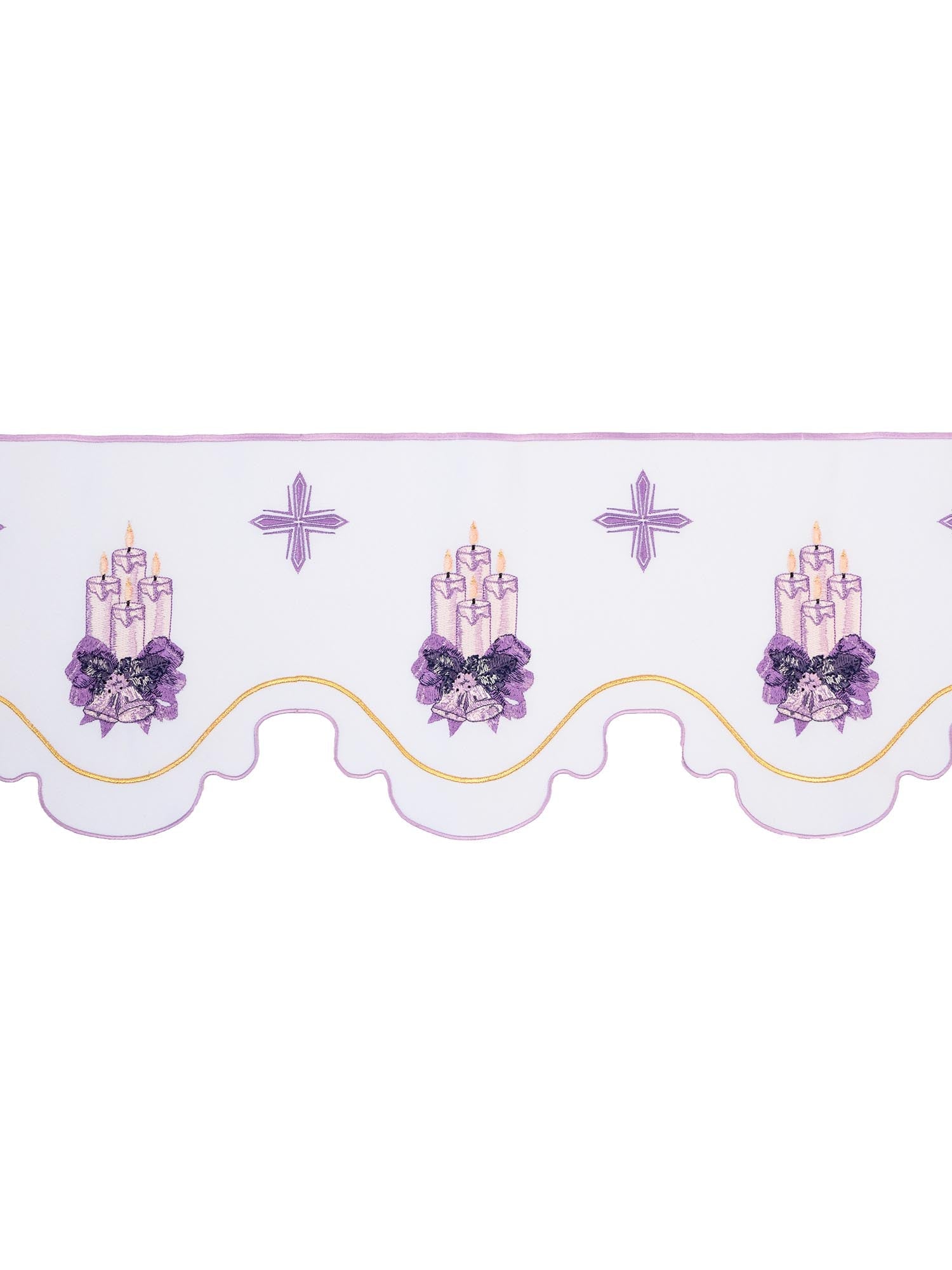 Antependium avec broderie frontale avec motif de l'Avent Blanc KOM/097/04 23cm 3,5m - CHASUBLES.FR