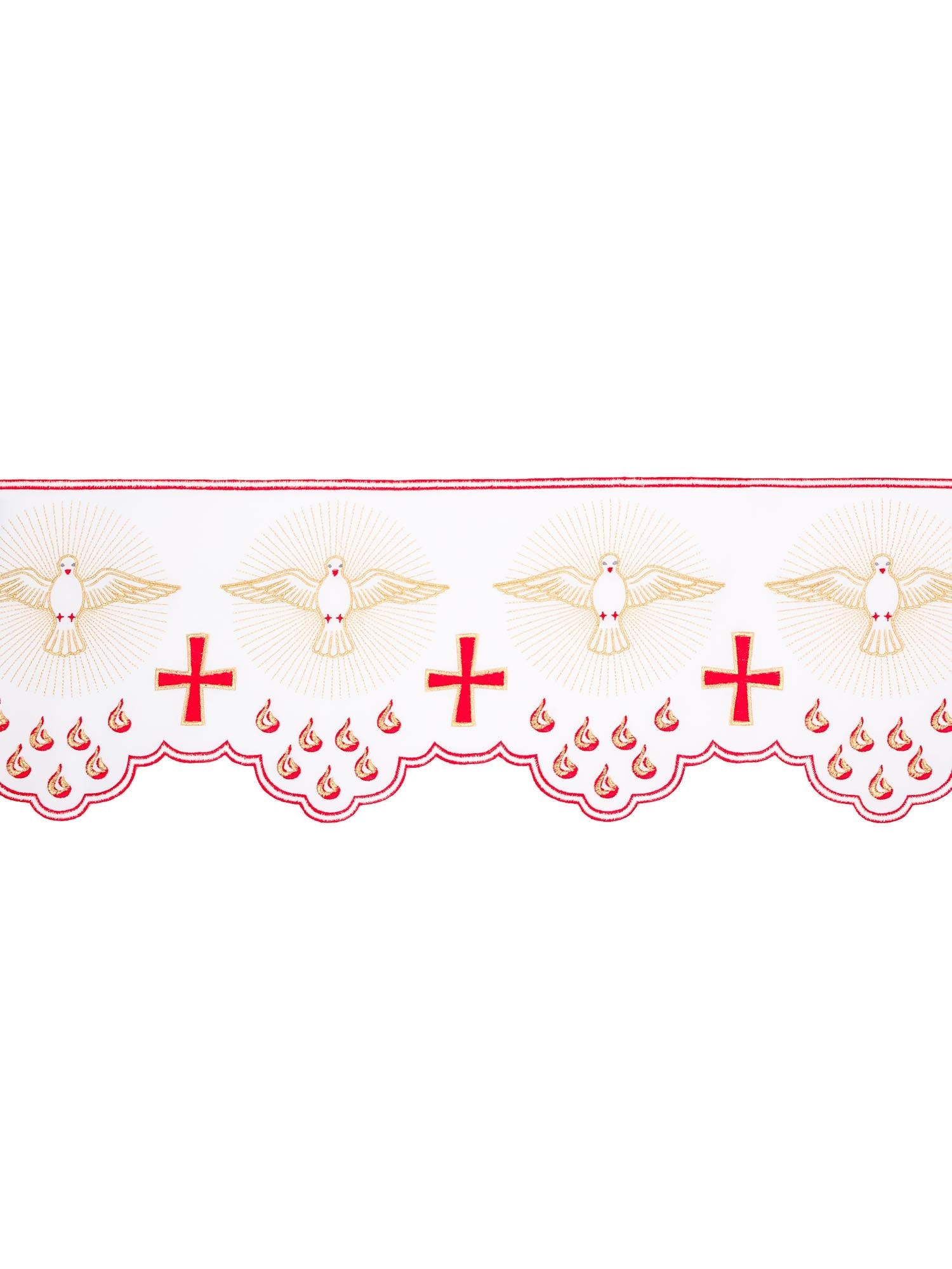 Antependium avec broderie frontale Blanc Colombe Blanc KOM/044/04 20cm 3,5m - CHASUBLES.FR