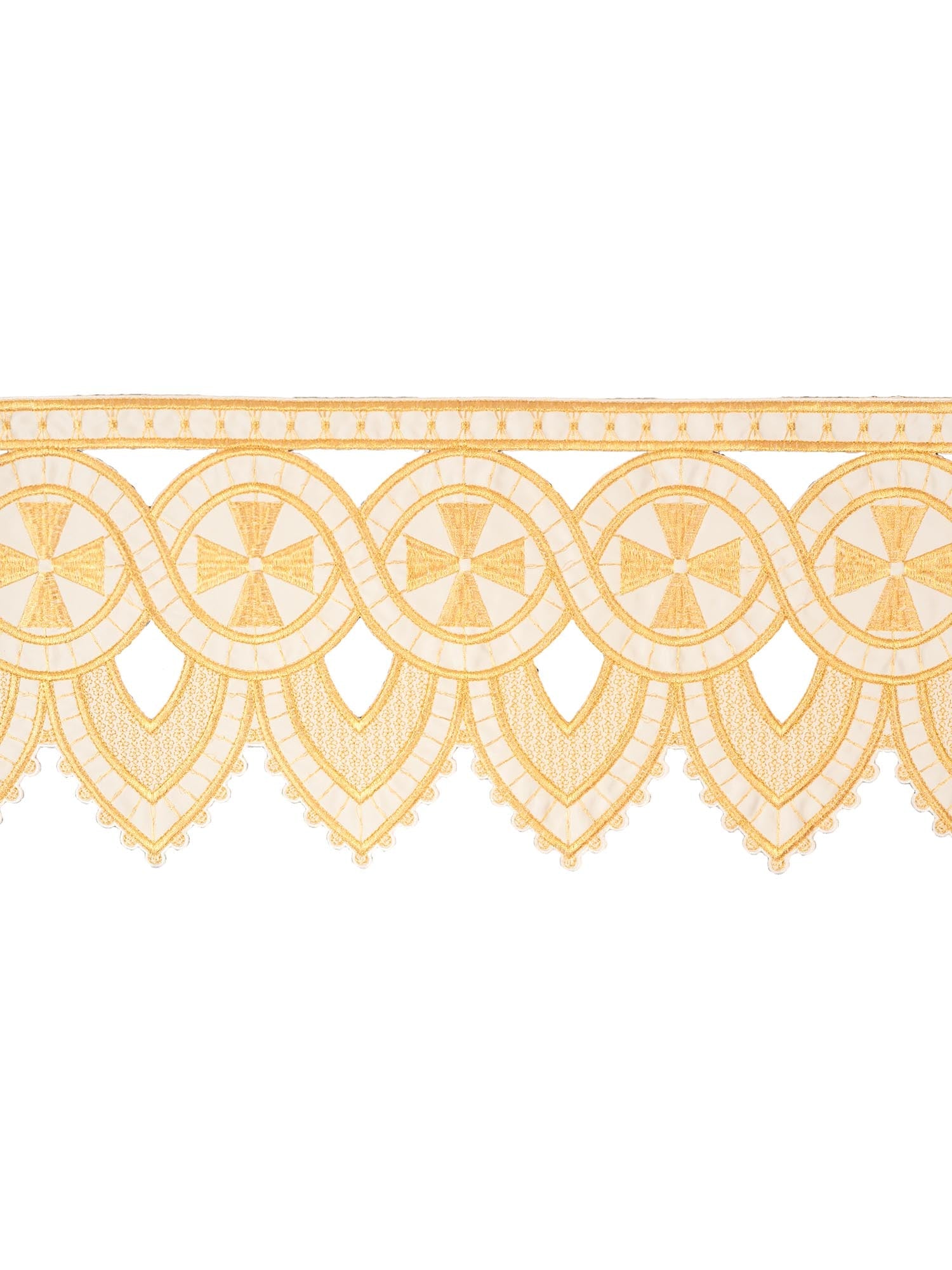 Antependium avec broderie frontale croix écru KOM/029/05 26cm 3,5m - CHASUBLES.FR