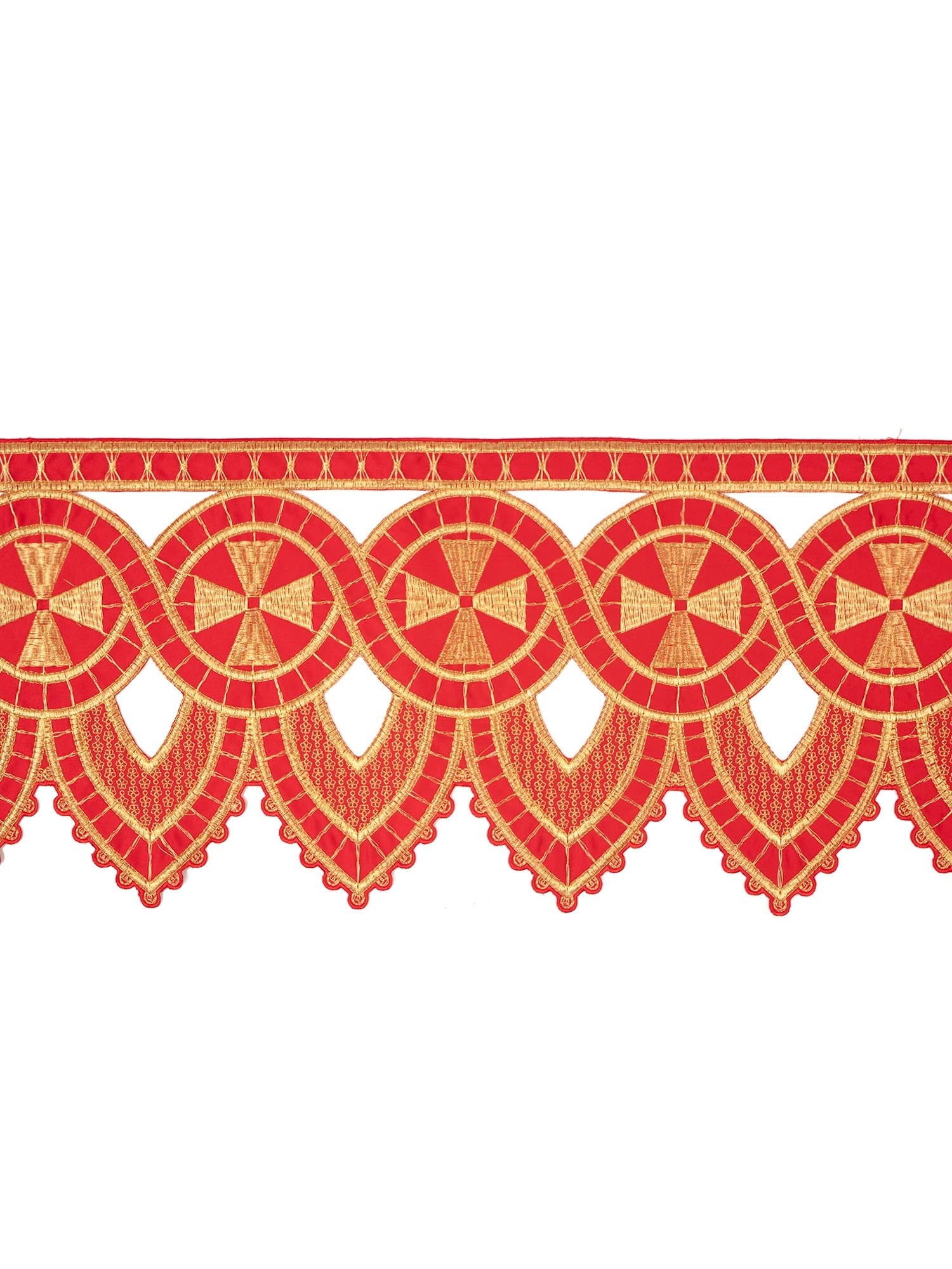 Antependium avec broderie frontale Croix - Rouge KOM/029/02 26cm 3,5m - CHASUBLES.FR