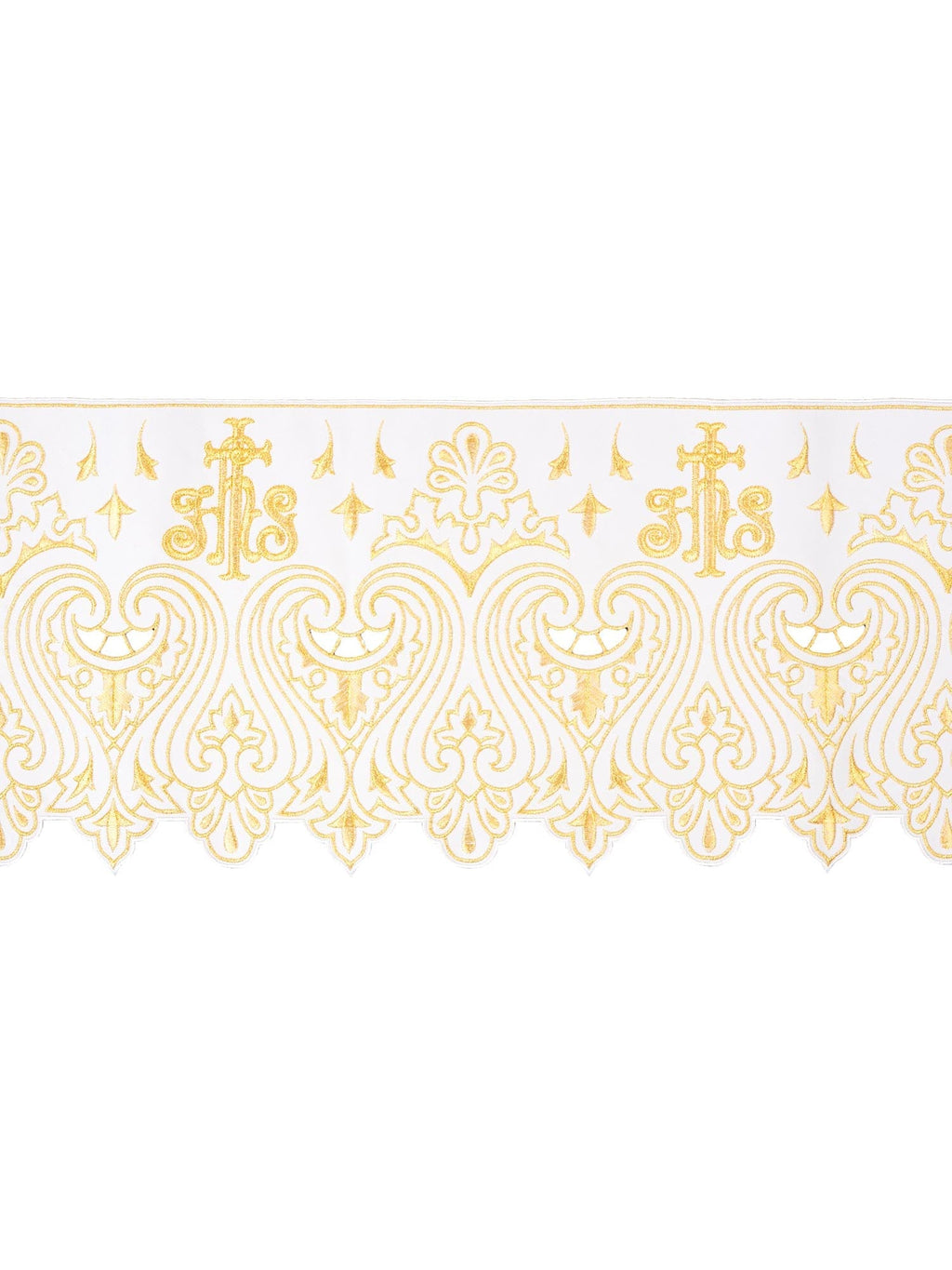 Antependium avec broderie frontale IHS Blanc KOM/031/04 24cm 3,5m - CHASUBLES.FR
