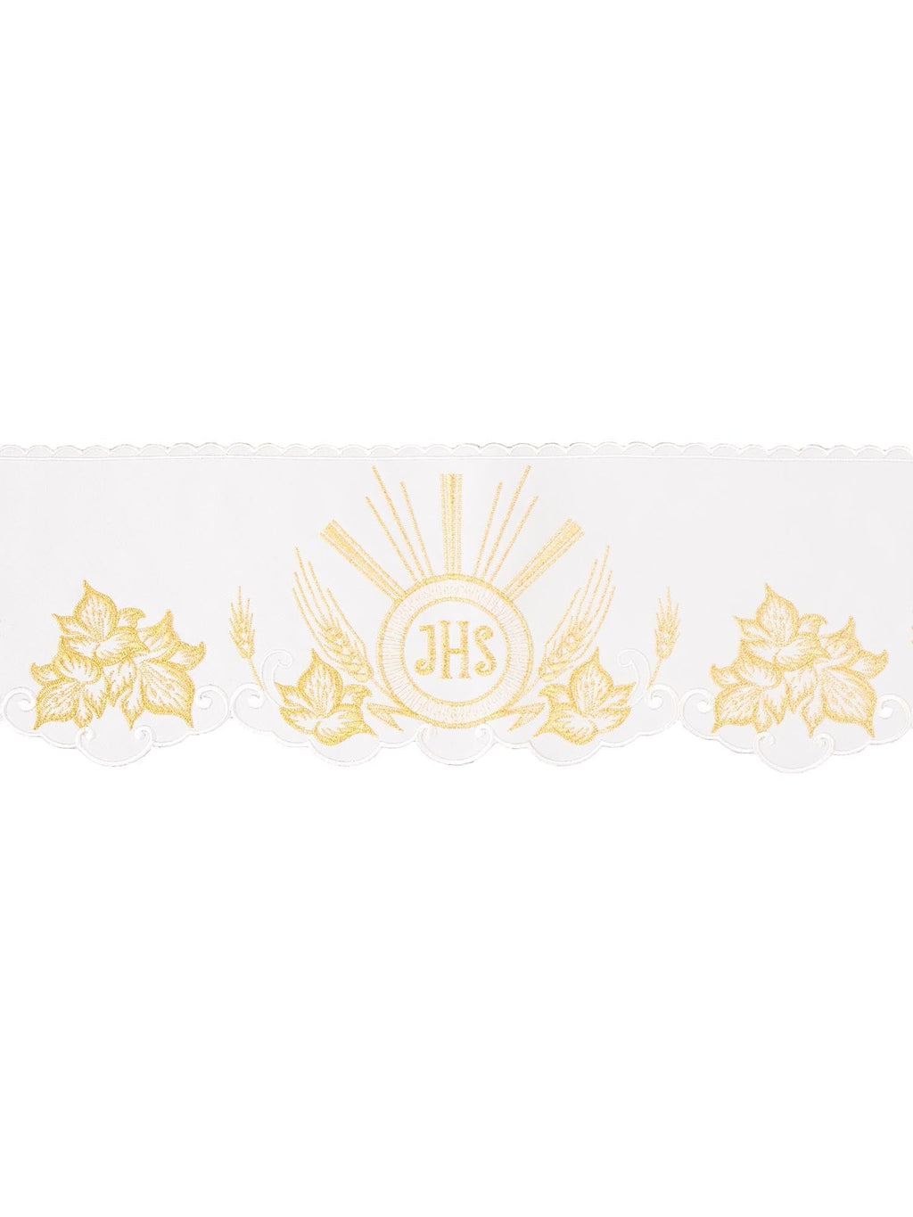 Antependium avec broderie frontale IHS Blanc KOM/053/04 15cm 3,5m - CHASUBLES.FR