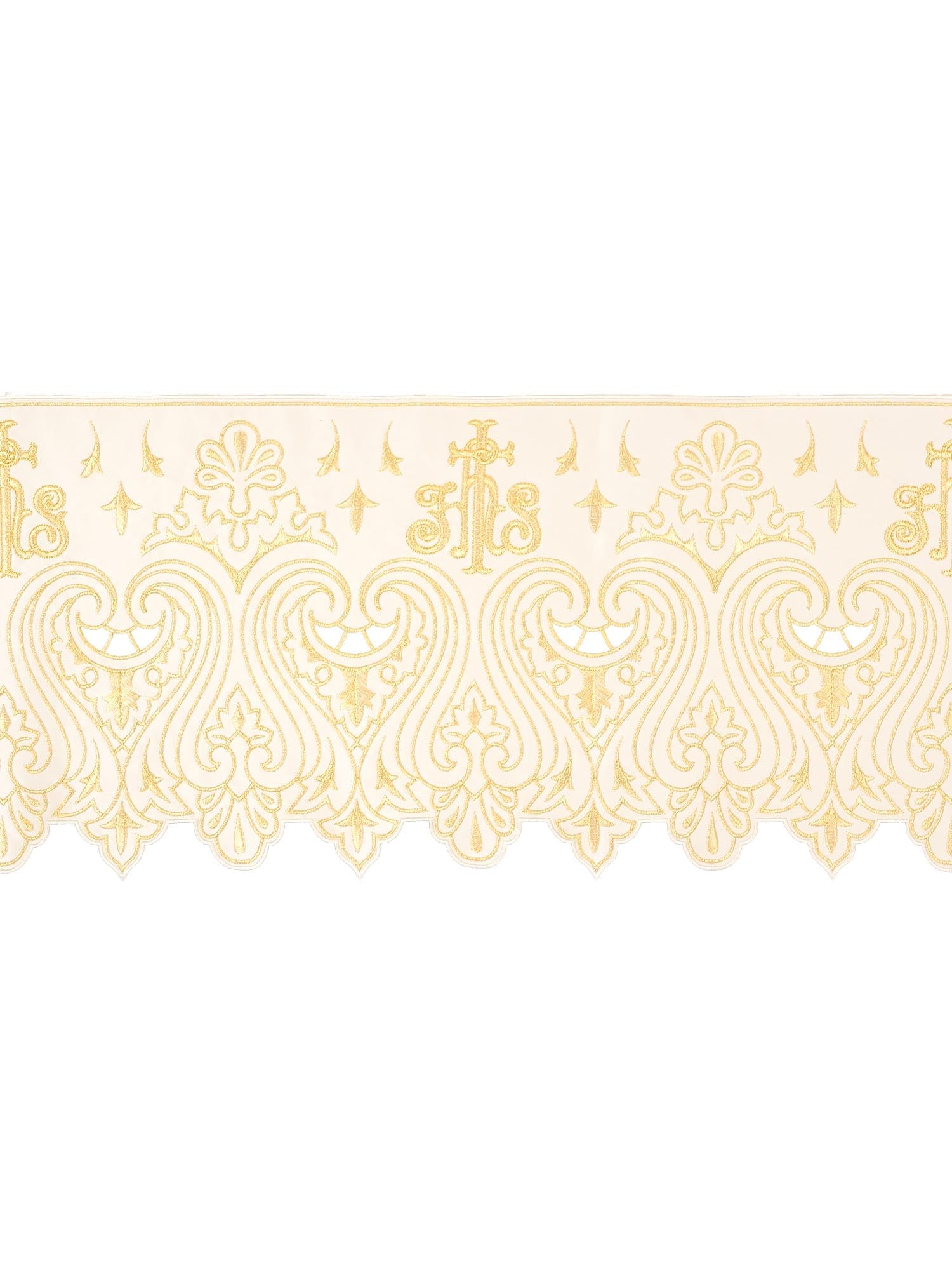 Antependium avec broderie frontale IHS écru KOM/031/05 24cm 3,5m - CHASUBLES.FR