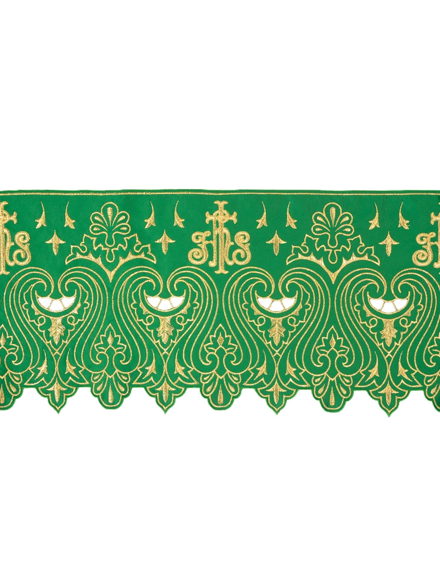 Antependium avec broderie frontale IHS Green KOM/031/01 24cm 3,5m - CHASUBLES.FR