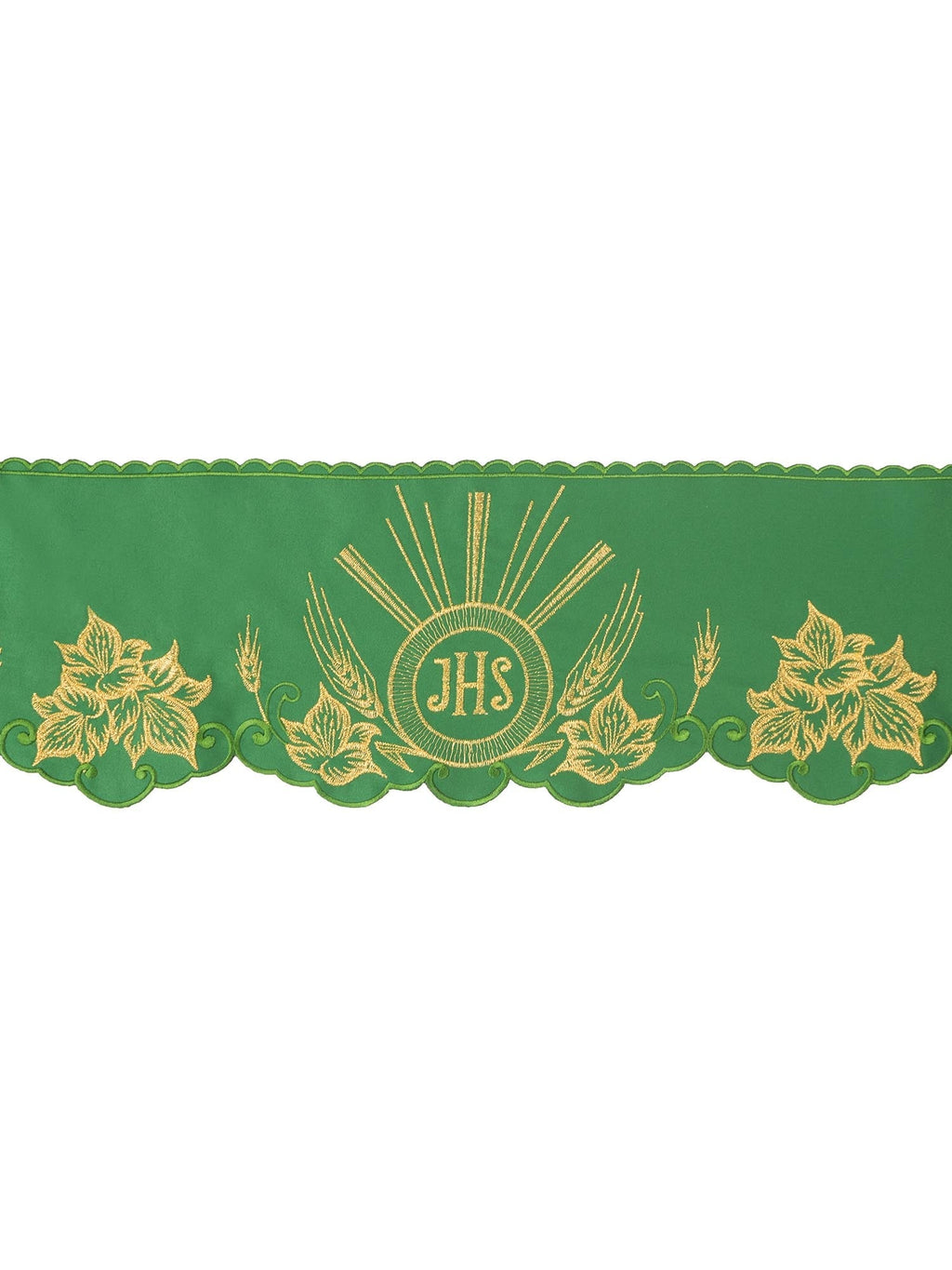 Antependium avec broderie frontale IHS Green KOM/053/01 15cm 3,5m - CHASUBLES.FR
