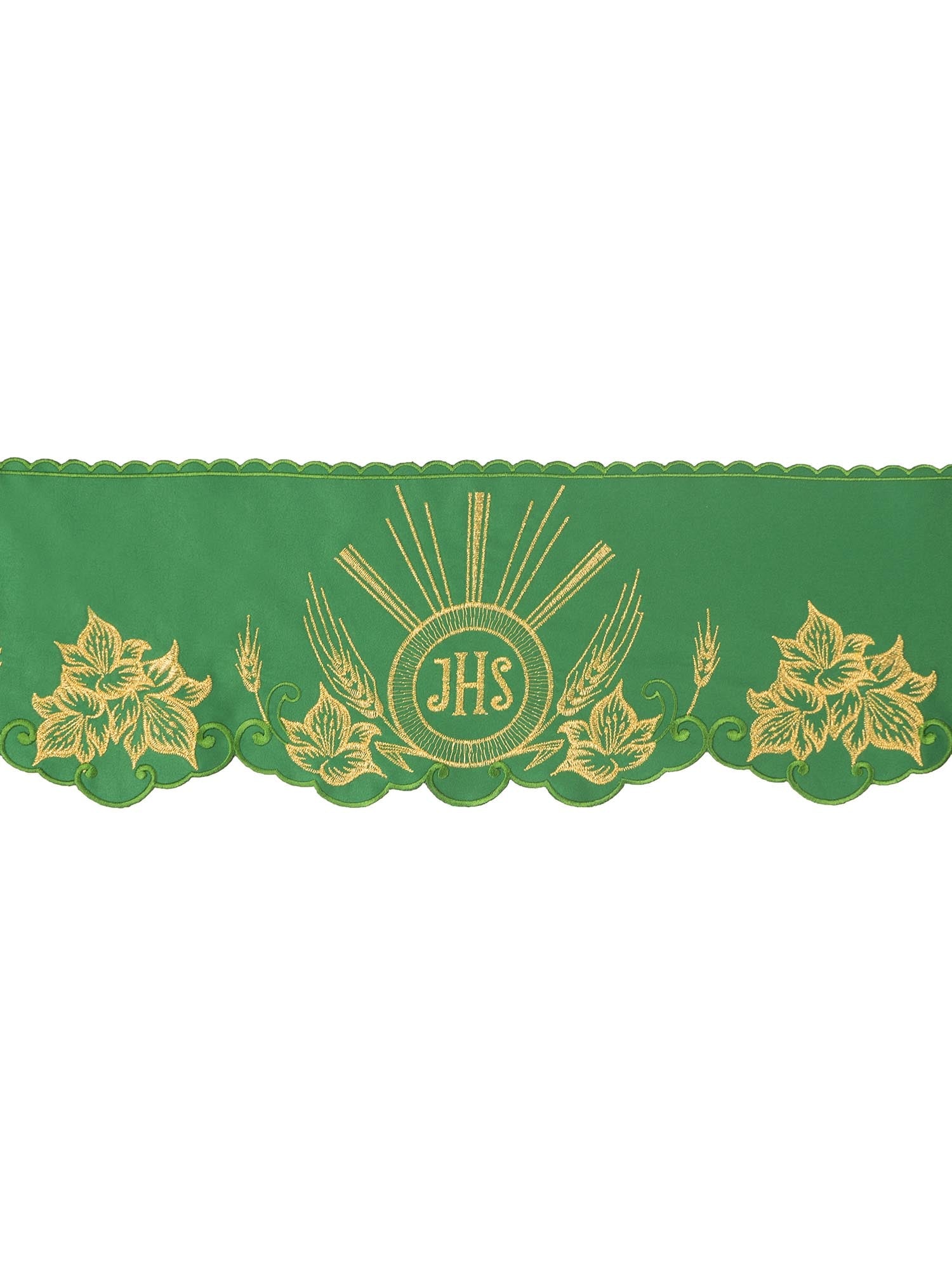 Antependium avec broderie frontale IHS Green KOM/053/01 15cm 3,5m - CHASUBLES.FR