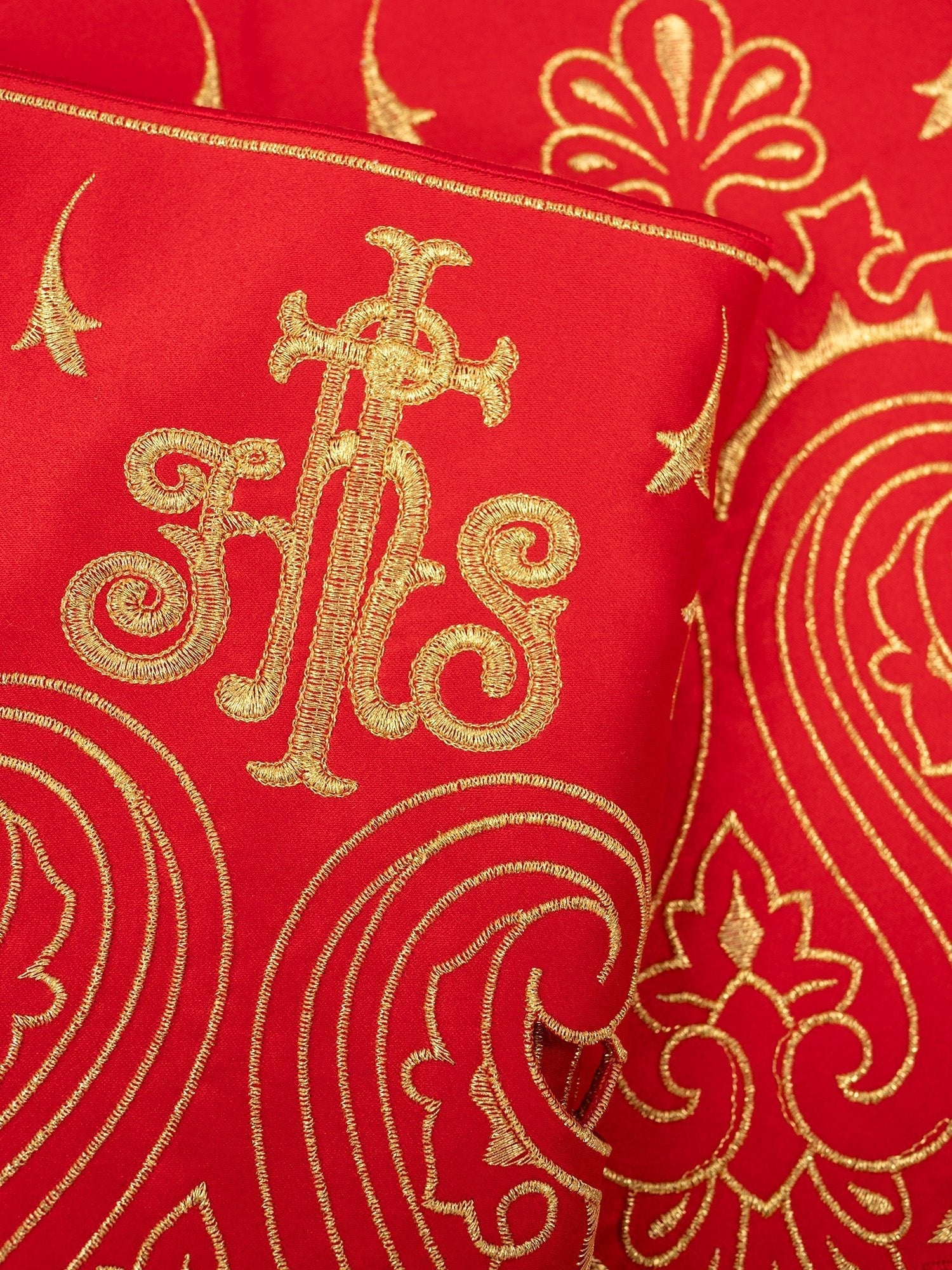 Antependium avec broderie frontale IHS rouge KOM/031/02 24cm 3,5m - CHASUBLES.FR