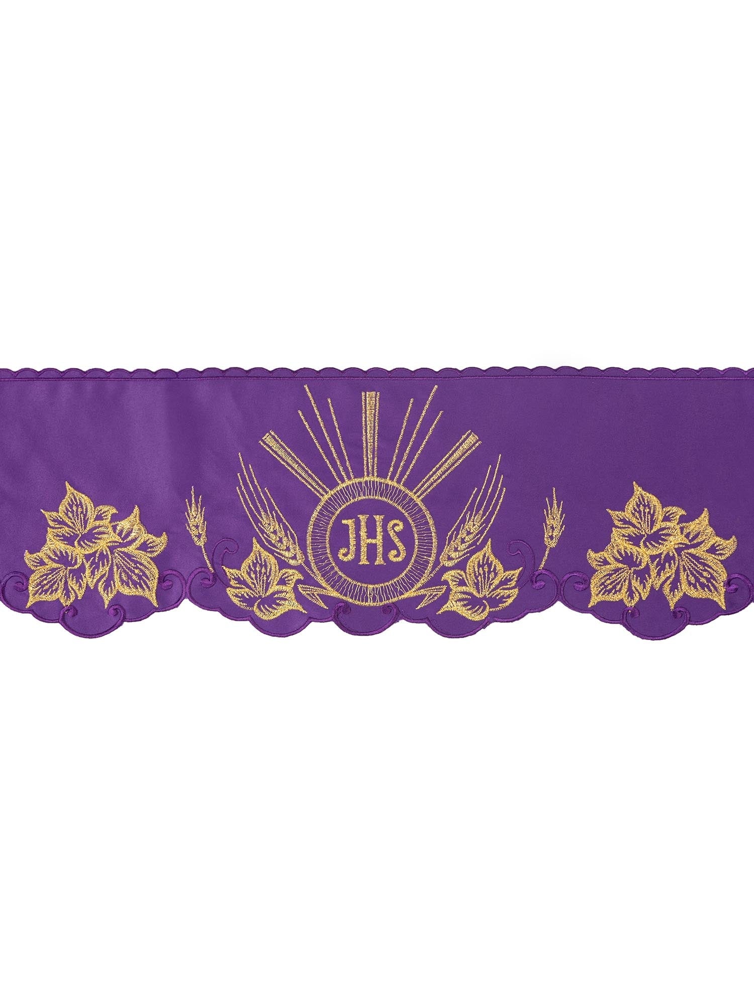 Antependium avec broderie frontale IHS violet KOM/053/03 15cm 3,5m - CHASUBLES.FR