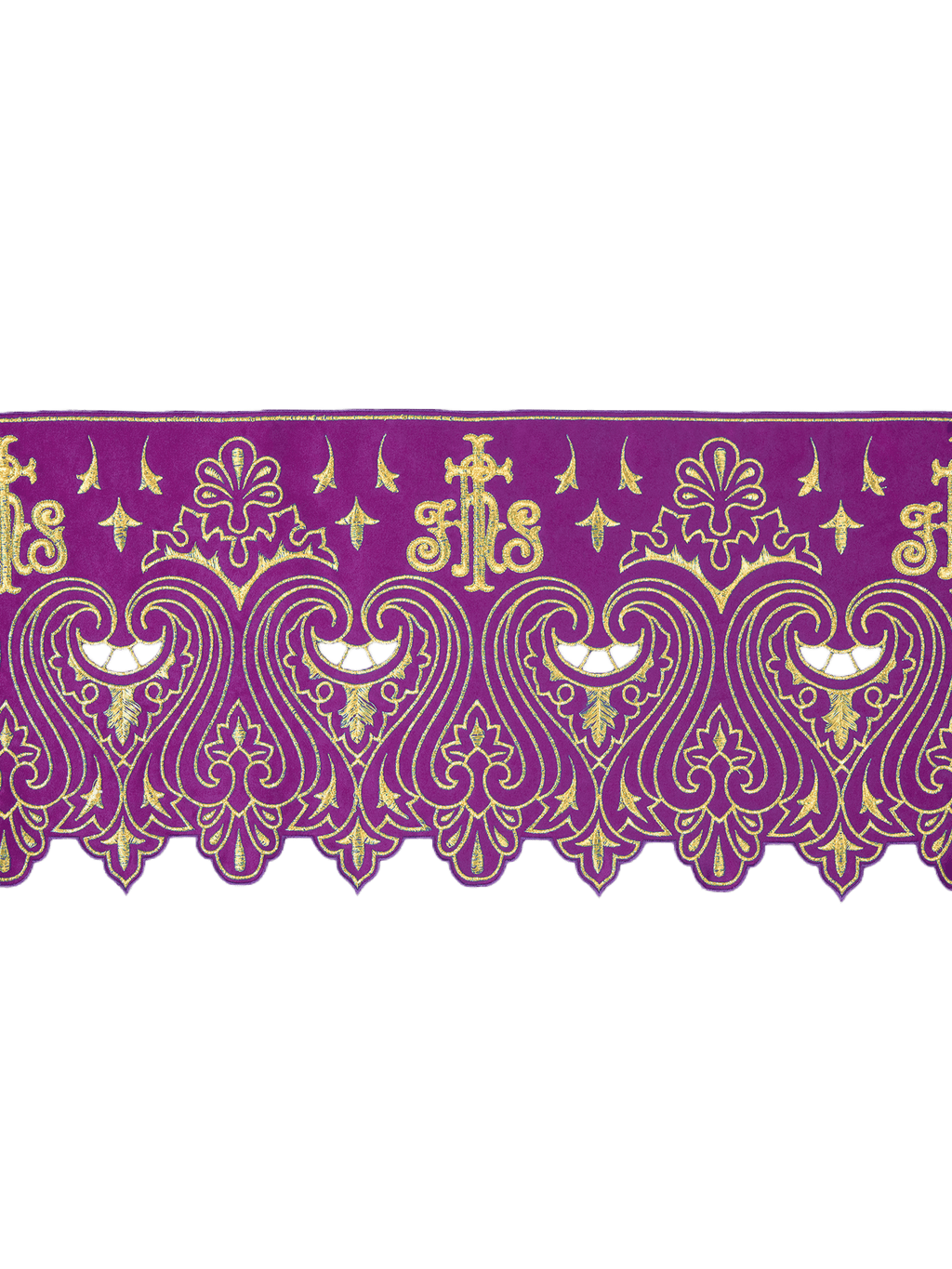 Antependium avec broderie frontale IHS violet KOM/031/03 24cm 3,5m - CHASUBLES.FR