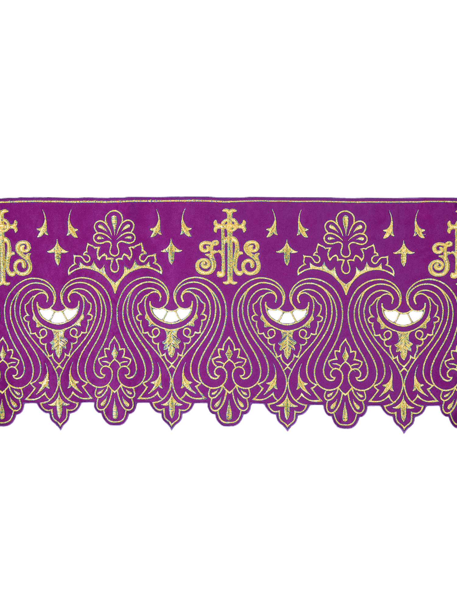 Antependium avec broderie frontale IHS violet KOM/031/03 24cm 3,5m - CHASUBLES.FR