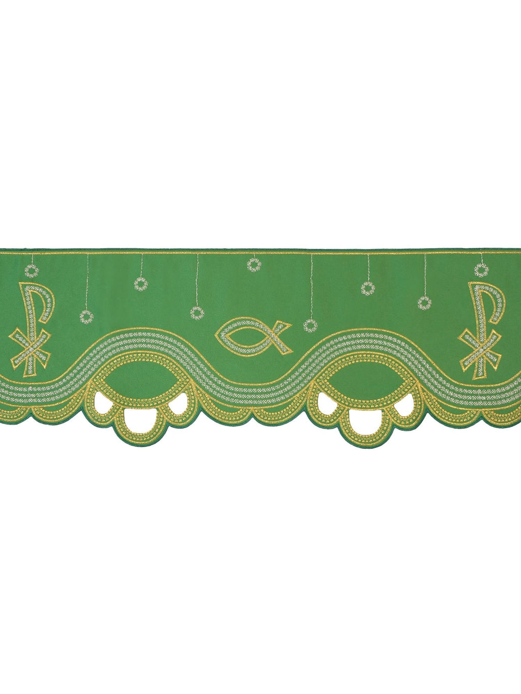 Antependium avec broderie frontale PAX Green KOM/036/01 20cm 3,5m - CHASUBLES.FR