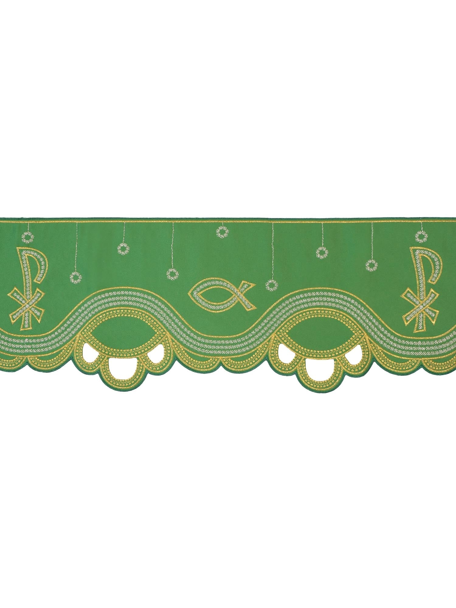 Antependium avec broderie frontale PAX Green KOM/036/01 20cm 3,5m - CHASUBLES.FR