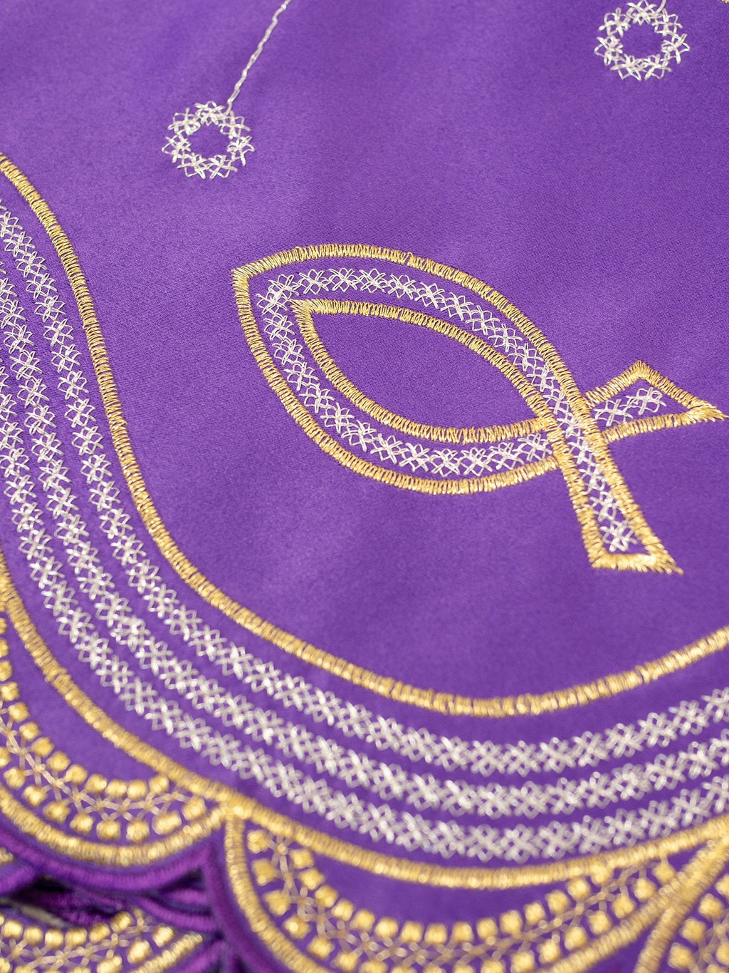 Antependium avec broderie frontale PAX Purple KOM/036/03 20cm 3,5m - CHASUBLES.FR
