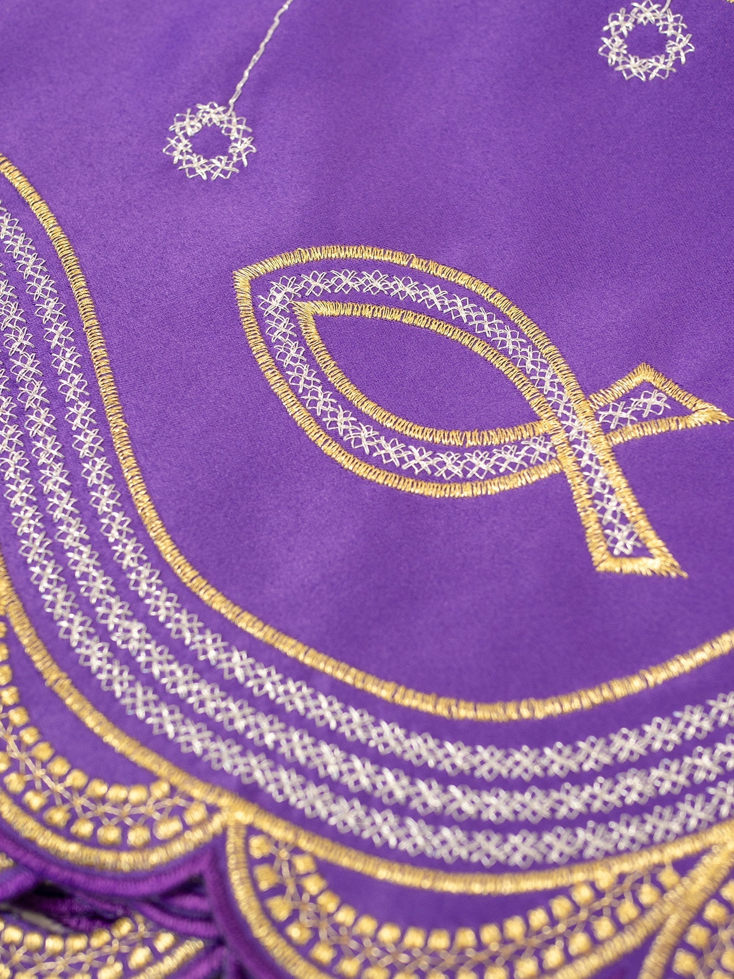 Antependium avec broderie frontale PAX Purple KOM/036/03 20cm 3,5m - CHASUBLES.FR