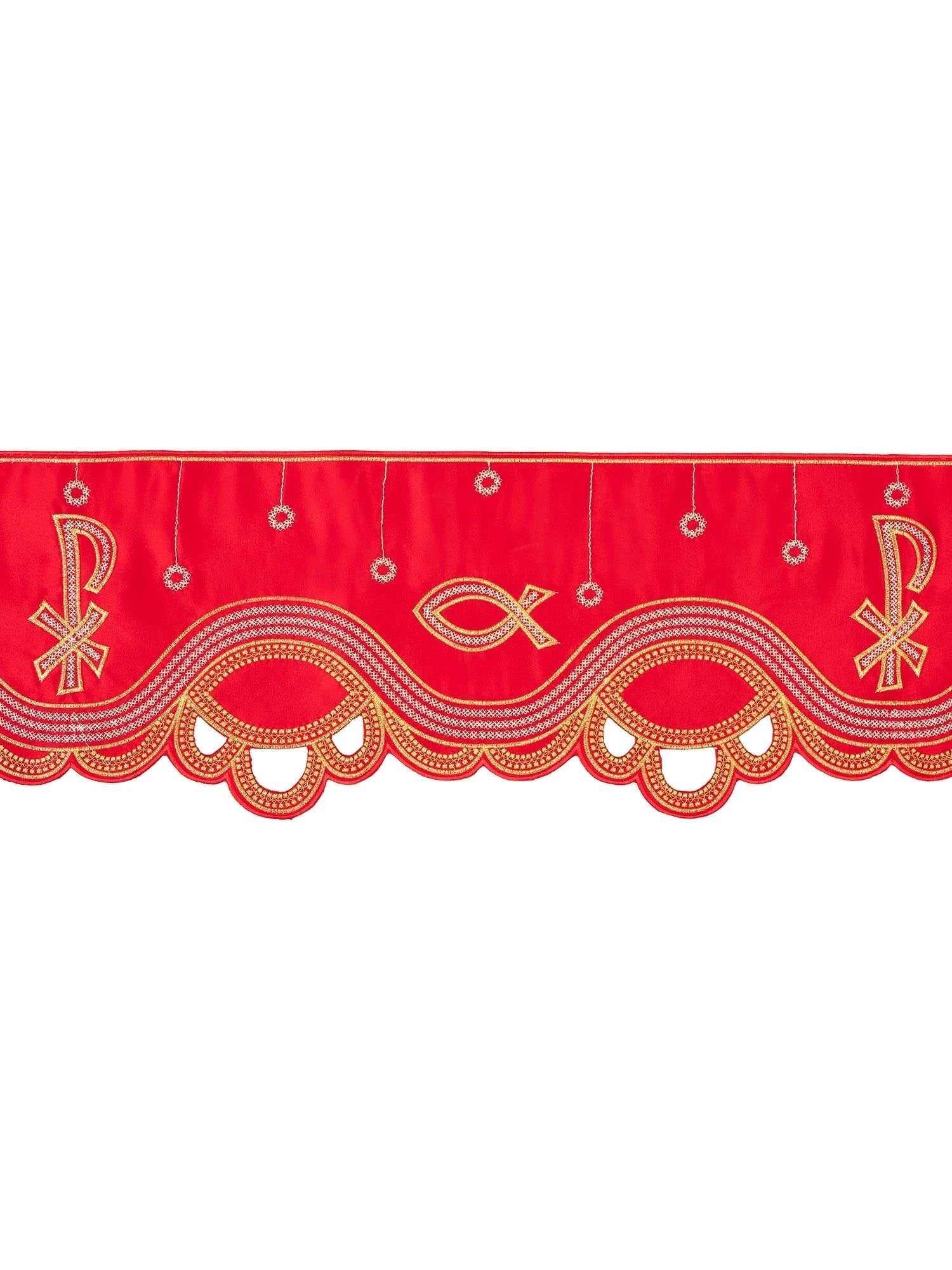 Antependium avec broderie frontale PAX Red KOM/036/02 20cm 3,5m - CHASUBLES.FR