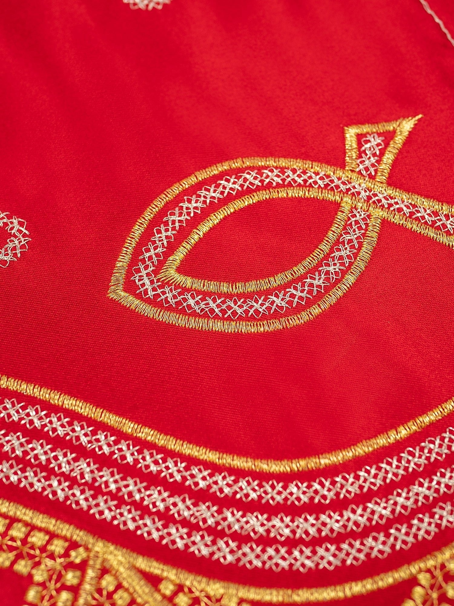 Antependium avec broderie frontale PAX Red KOM/036/02 20cm 3,5m - CHASUBLES.FR