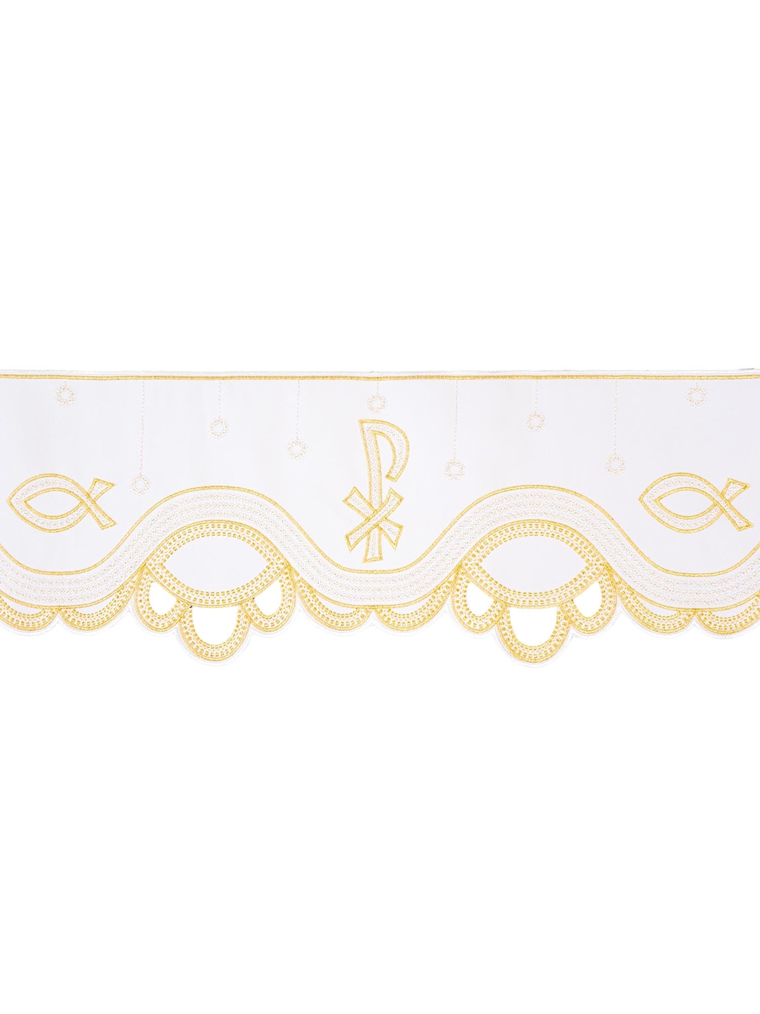 Antependium avec broderie frontale PAX White KOM/036/04 20cm 3,5m - CHASUBLES.FR