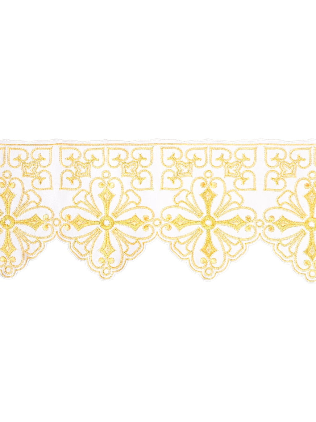 Antependium avec broderie frontale Rosette Blanc KOM/038/04 22cm 3,5m - CHASUBLES.FR