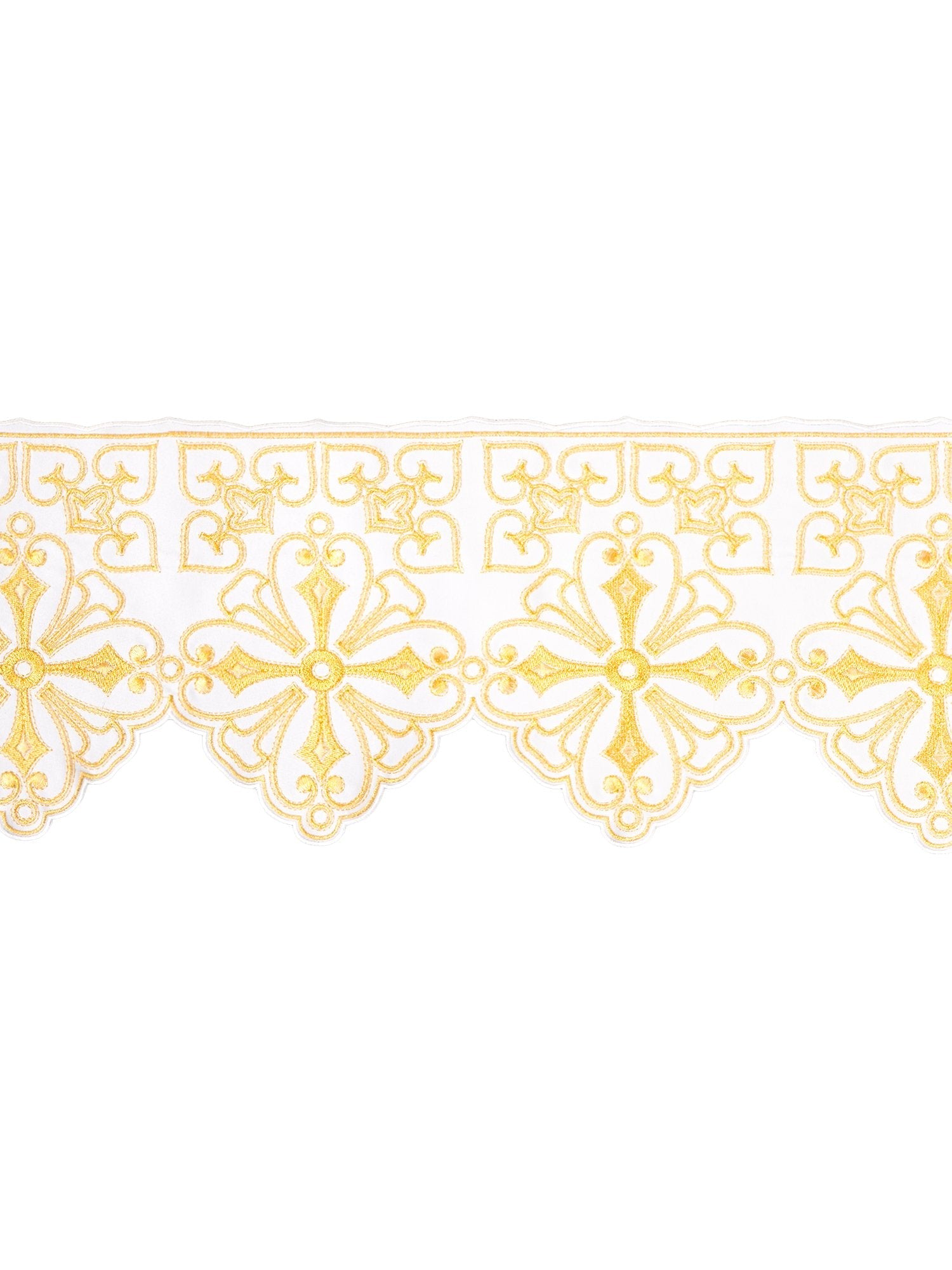 Antependium avec broderie frontale Rosette Blanc KOM/038/04 22cm 3,5m - CHASUBLES.FR