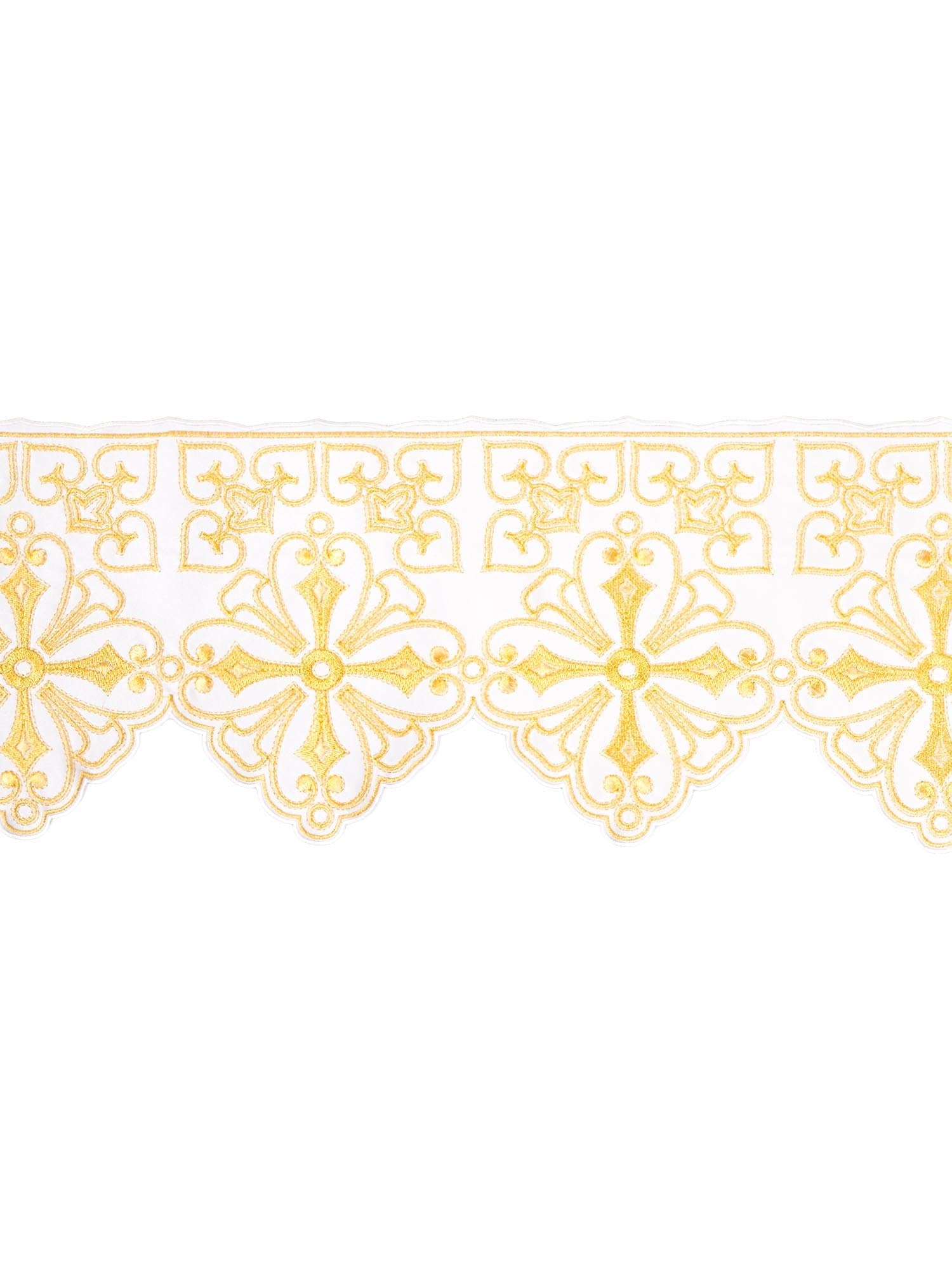 Antependium avec broderie frontale Rosette écru KOM/038/05 22cm 3,5m - CHASUBLES.FR