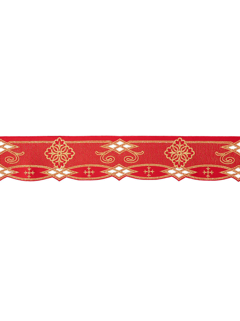 Antependium avec broderie frontale Rosette Rouge KOM/030/02 9cm 3,5m - CHASUBLES.FR