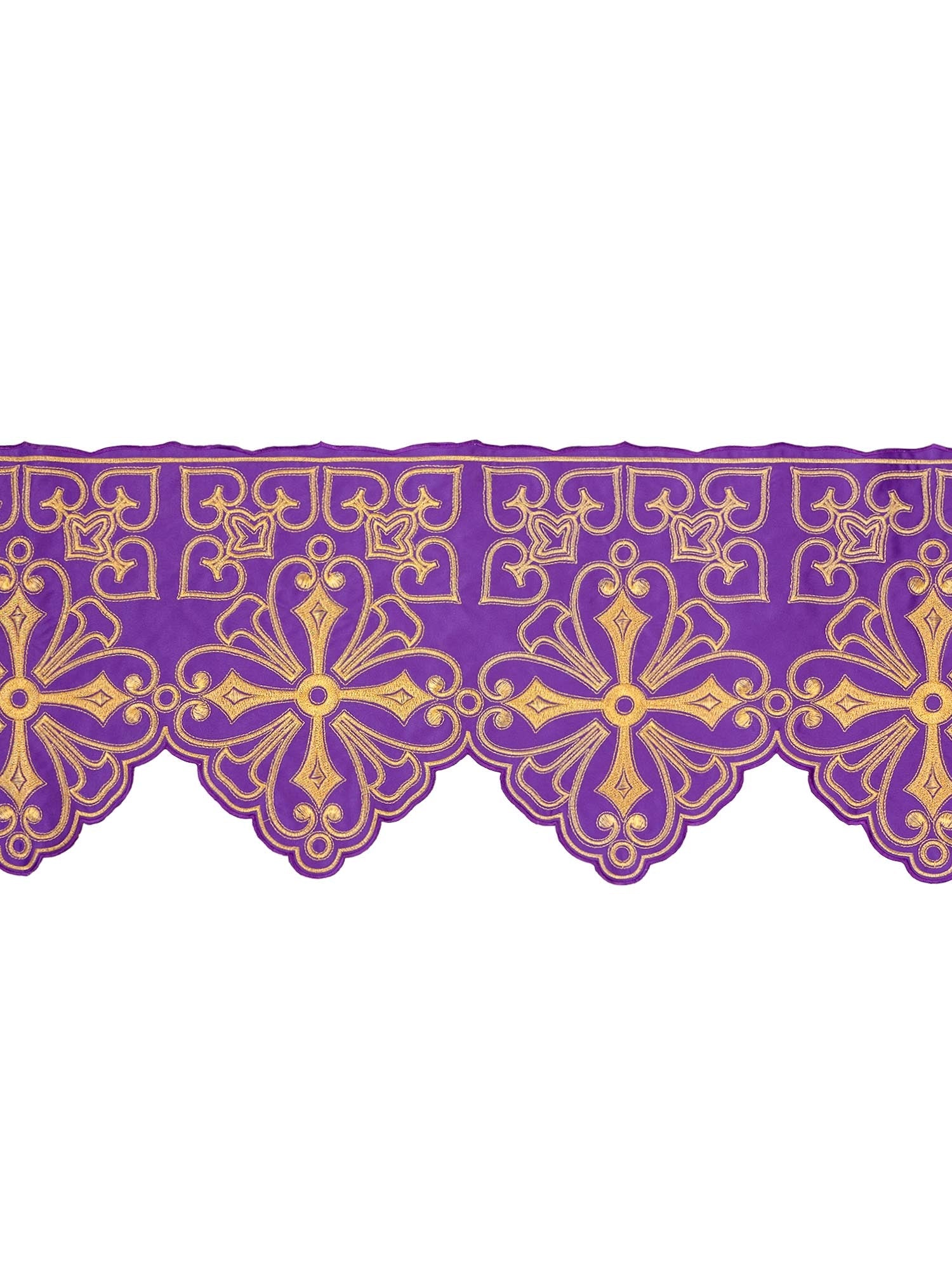 Antependium avec broderie frontale Rosette Violet KOM/038/03 22cm 3,5m - CHASUBLES.FR