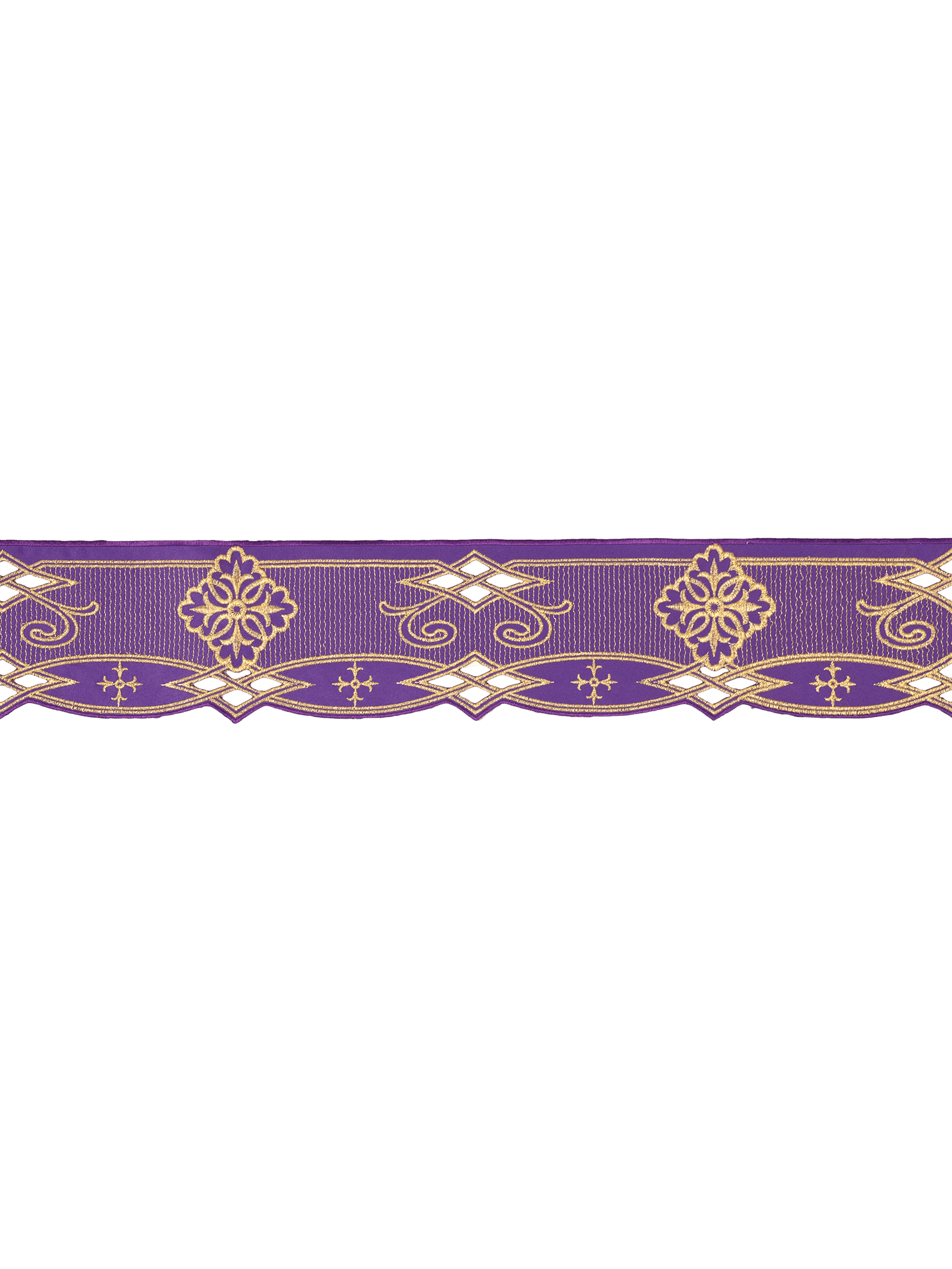 Antependium avec broderie frontale Rosette Violet KOM/030/03 9cm 3,5m - CHASUBLES.FR