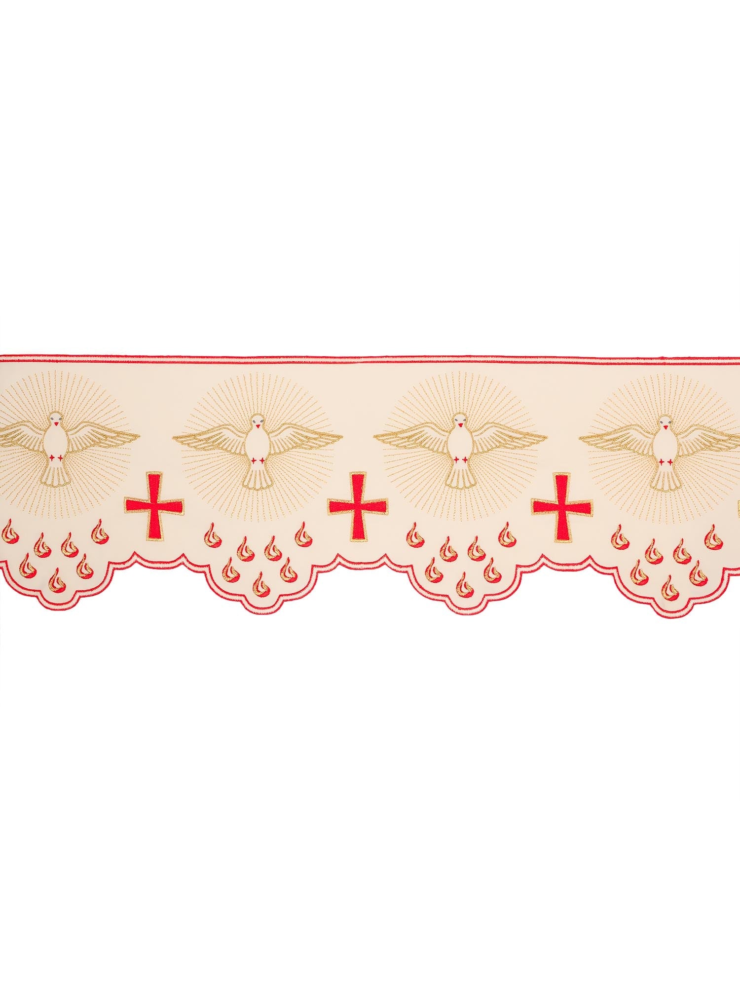 Antependium avec broderie frontale White Dove ecru KOM/044/05 20cm 3,5m - CHASUBLES.FR