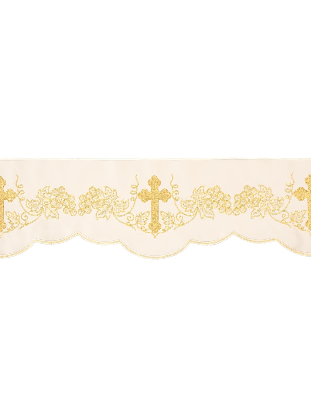 Antependium avec broderie sur le devant Croix et raisins écru KOM/020/05 15cm 3,5m - CHASUBLES.FR