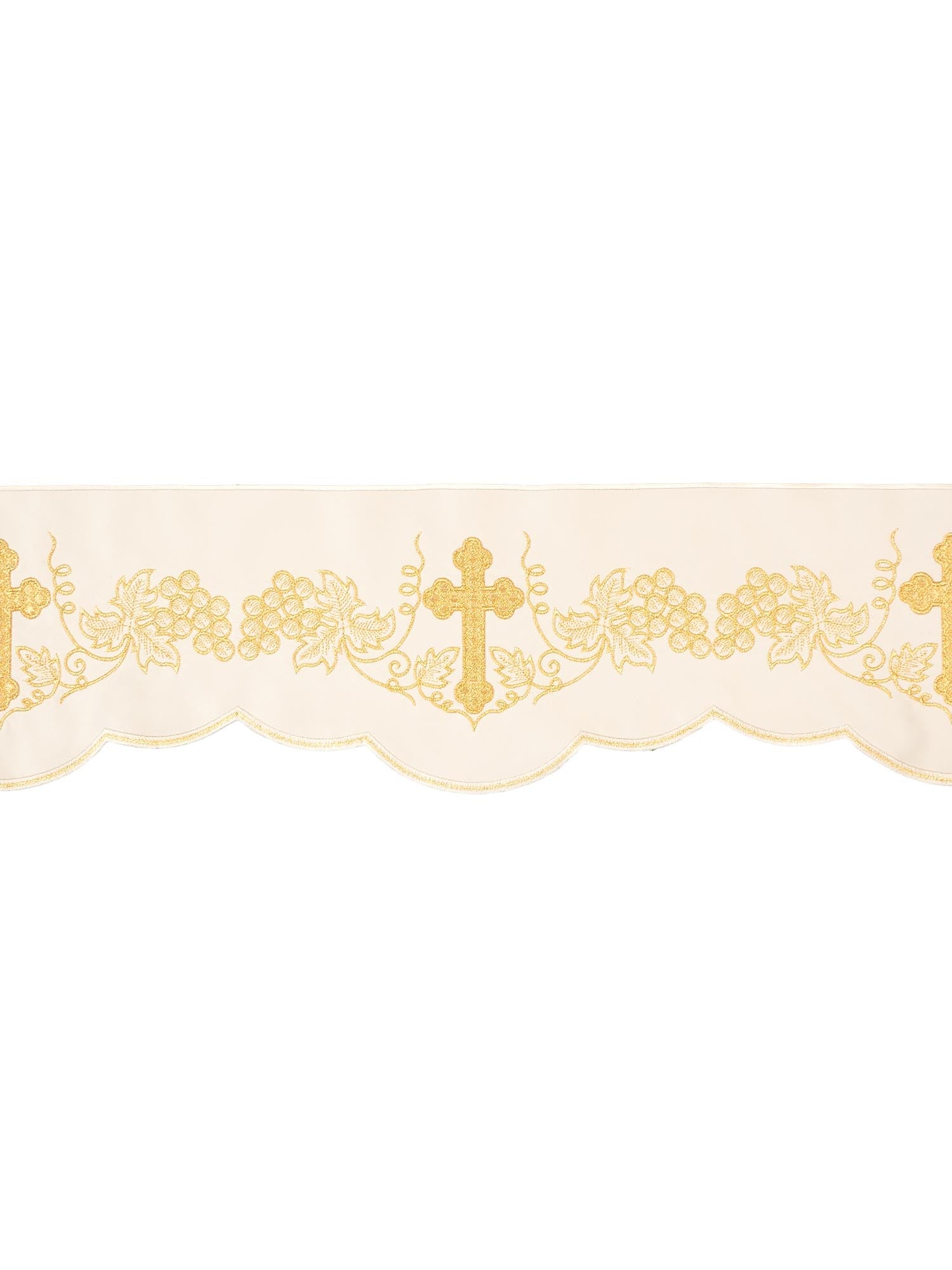 Antependium avec broderie sur le devant Croix et raisins écru KOM/020/05 15cm 3,5m - CHASUBLES.FR